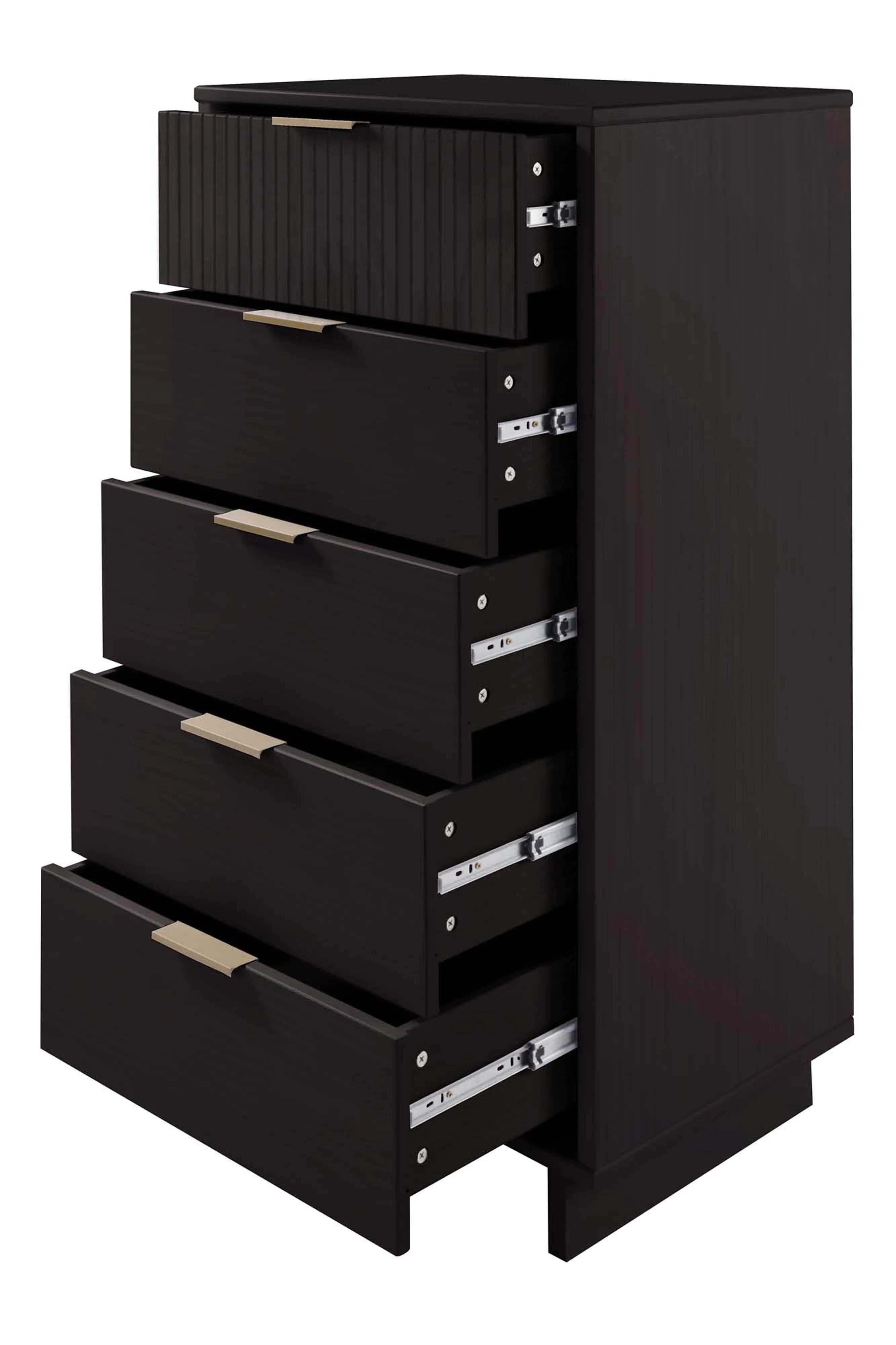 Granville 2-Piece Tall Narrow and Standard Dresser Set in Black - Image 13