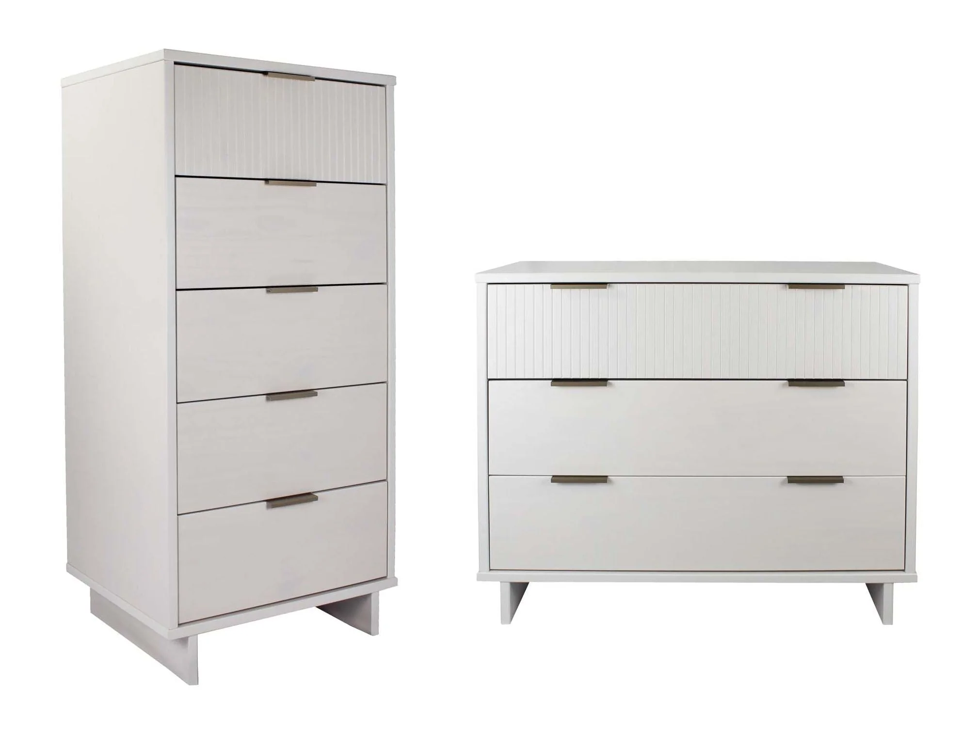 Granville 2-Piece Tall Narrow and Standard Dresser Set in White