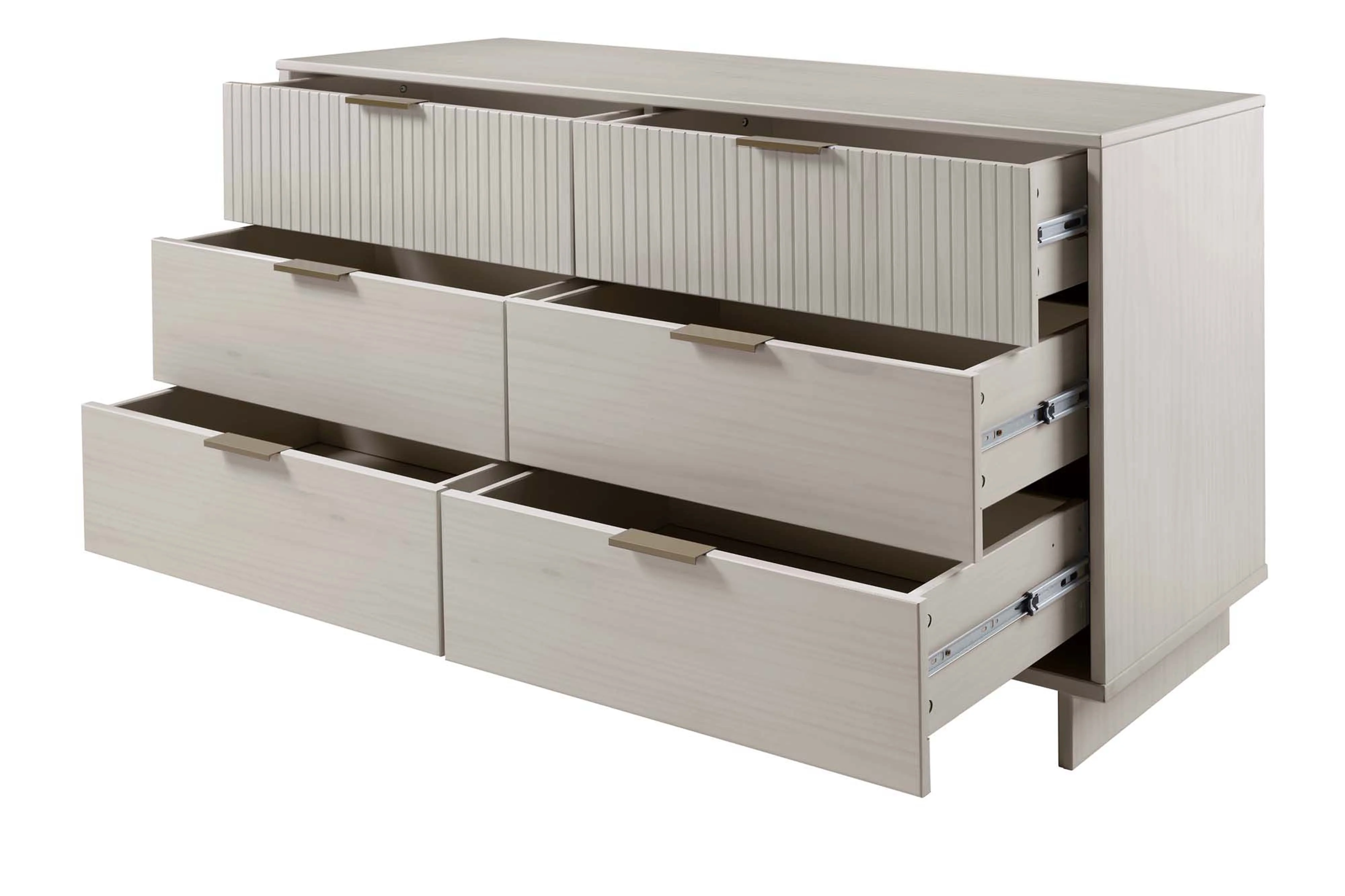 Granville 3-Piece Tall Narrow Chest, Double Dresser and Nightstand Set in Light Grey - Image 22