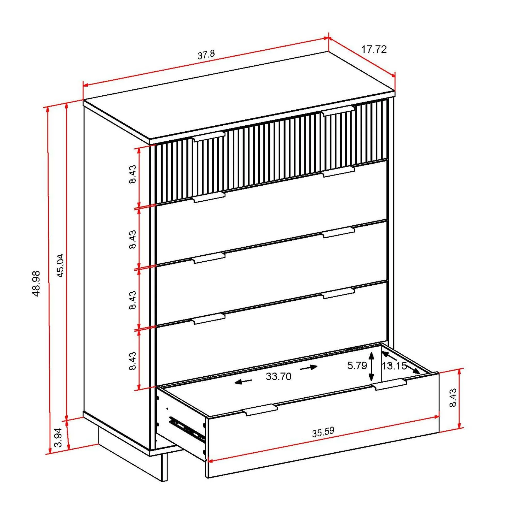 Granville 45.27 Tall Dresser in White - Image 3