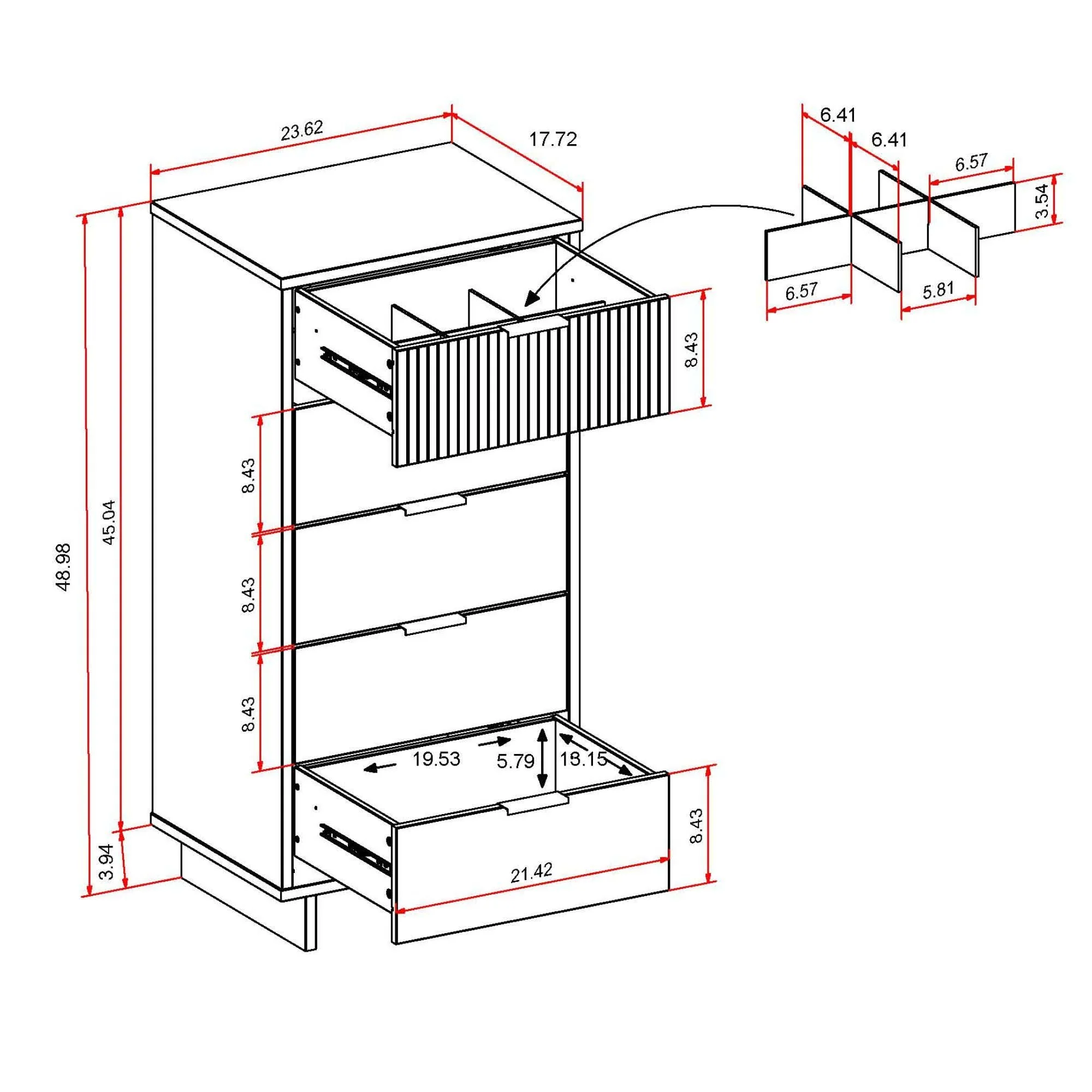 Granville Tall 23.62 Narrow Dresser in Black - Image 3