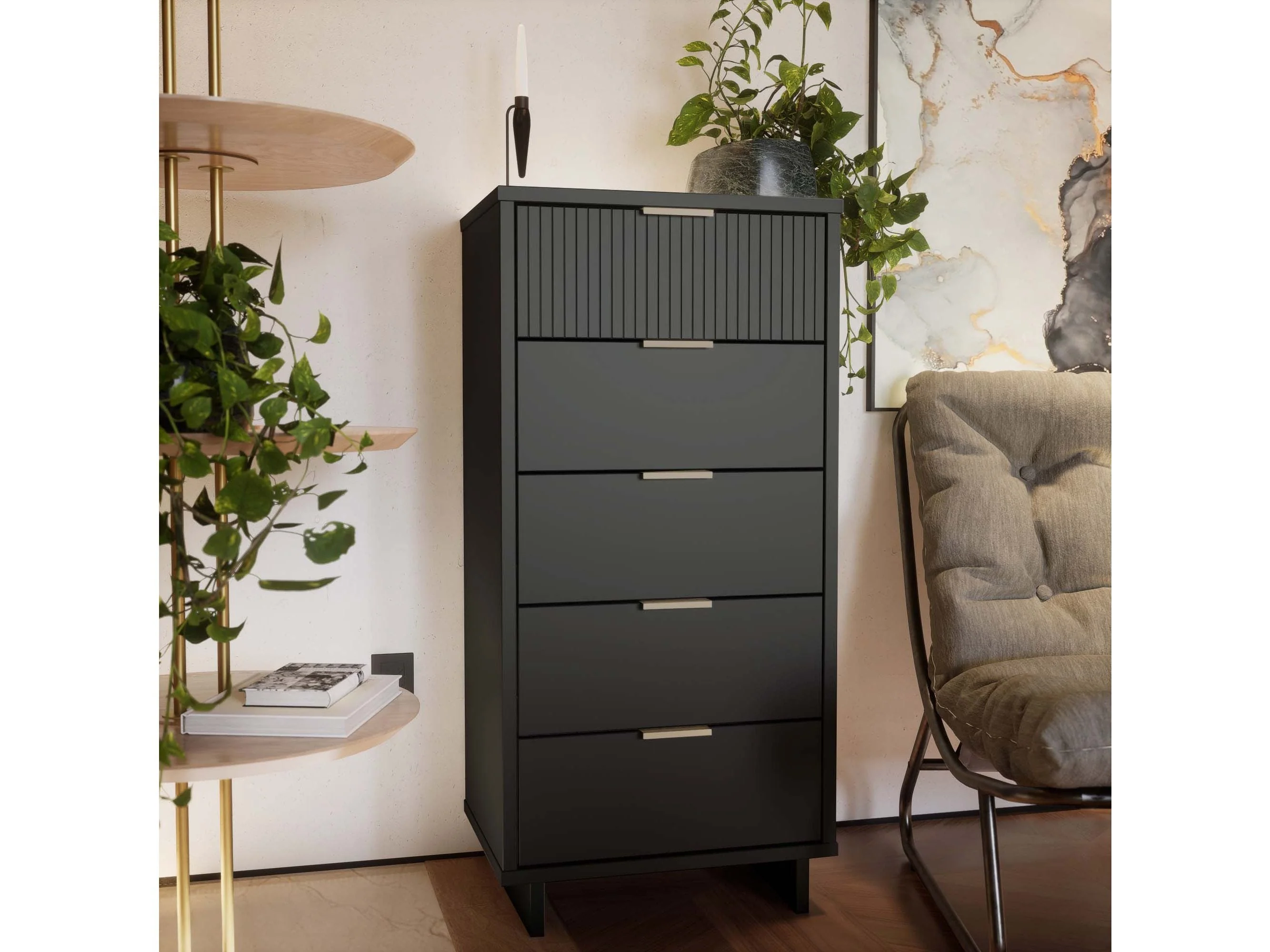 Granville Tall 23.62 Narrow Dresser in Dark Grey