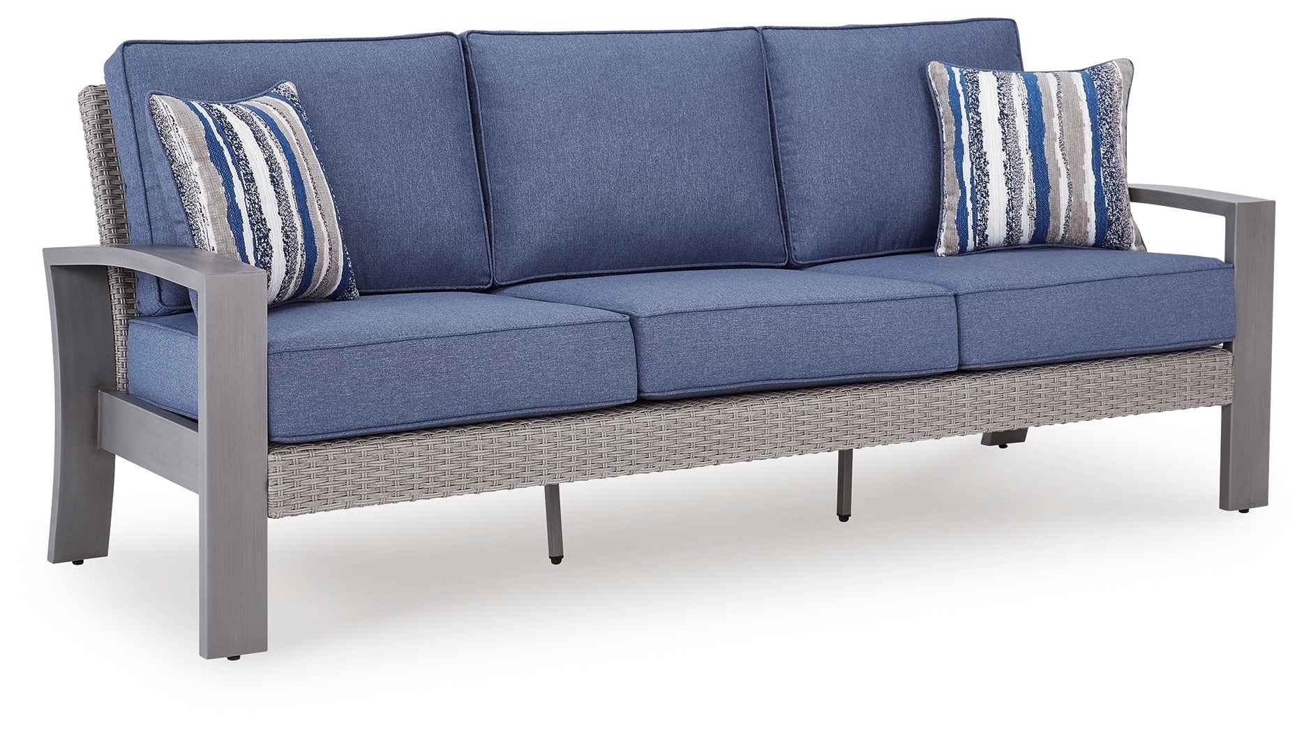 Half Moon Beach Blue/Gray Outdoor Sofa with Cushion - Image 2