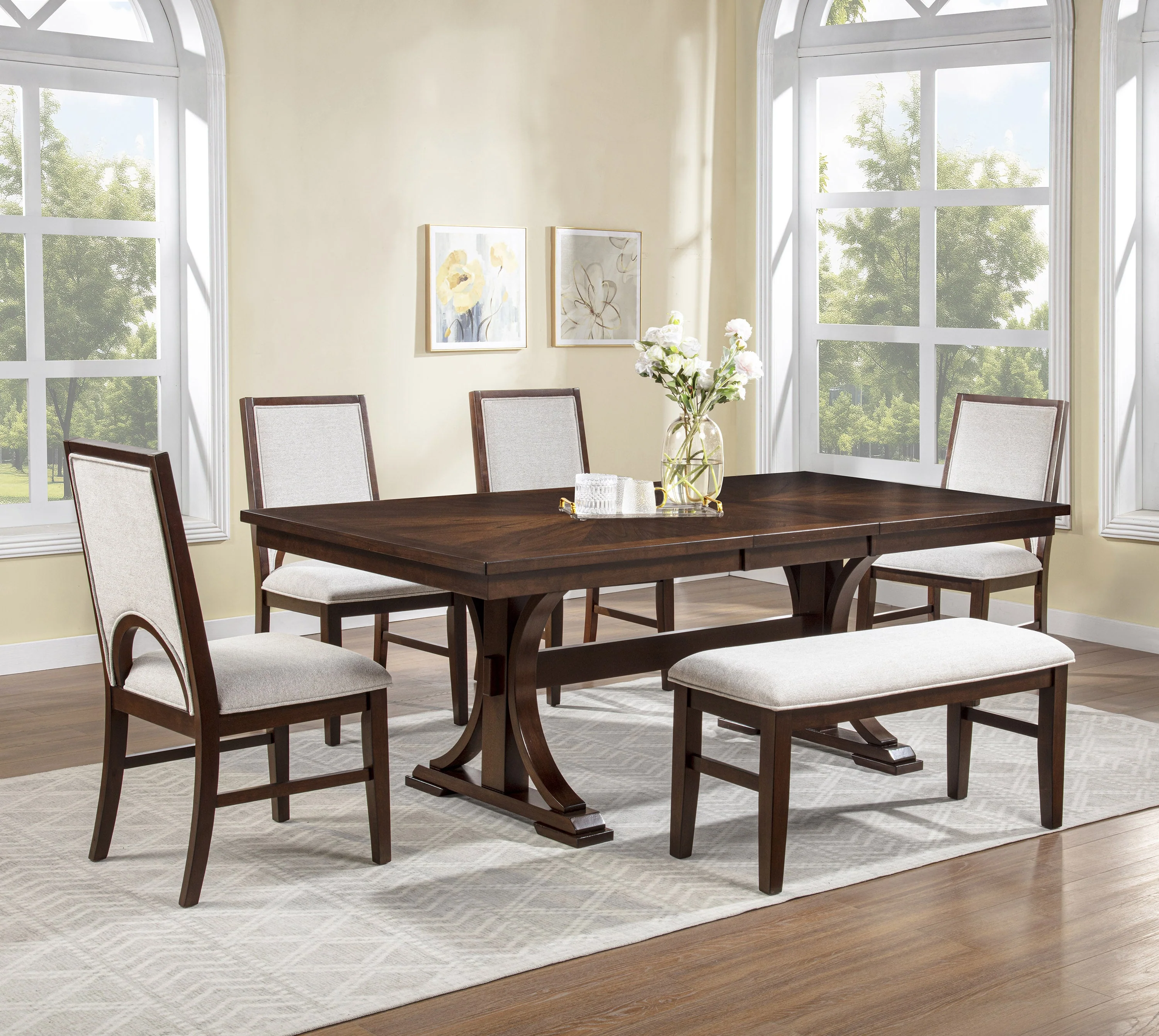 Hamil Brown & Beige Extendable Dining Room Set - Image 8