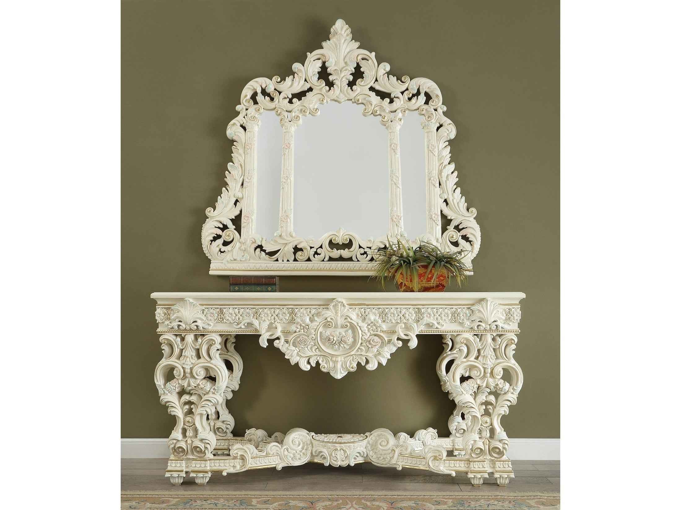 HD-8089 White Gloss Console Table