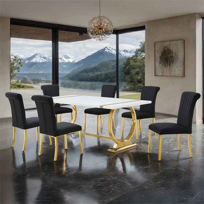 Holbaek Gold/Black 80 7-Piece Dining Room Set