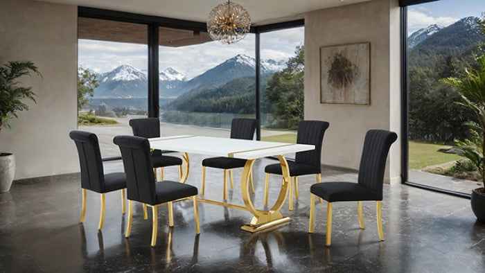 Holbaek Gold/Black 80 7-Piece Dining Room Set - Image 2