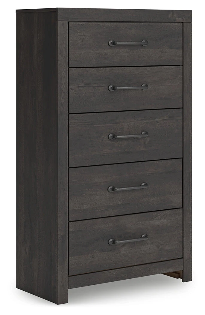 Hollivern Full Panel Bed with Storage with Mirrored Dresser, Chest and 2 Nightstands in Dark Gray - Image 10