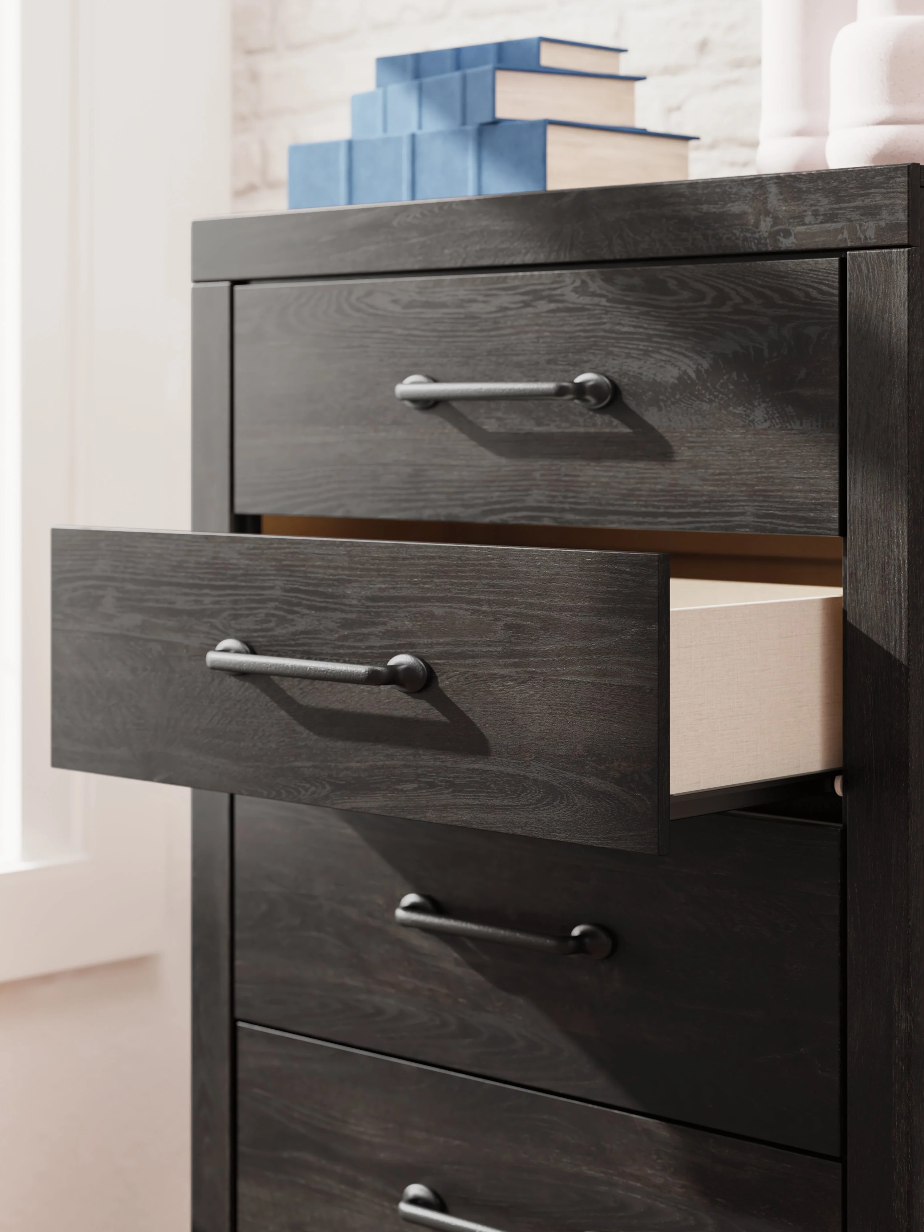Hollivern Twin Panel Bed with Mirrored Dresser, Chest and Nightstand in Dark Gray - Image 16