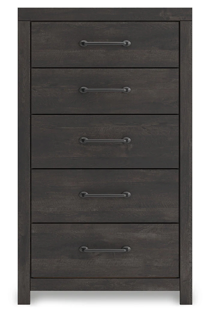 Hollivern Twin Panel Bed with Mirrored Dresser, Chest and Nightstand in Dark Gray - Image 17
