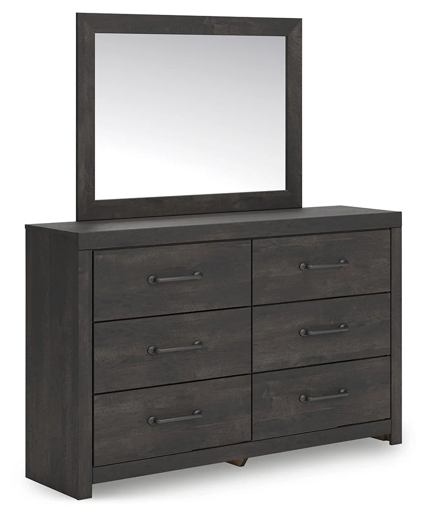 Hollivern Twin Panel Bed with Mirrored Dresser, Chest and Nightstand in Dark Gray - Image 4