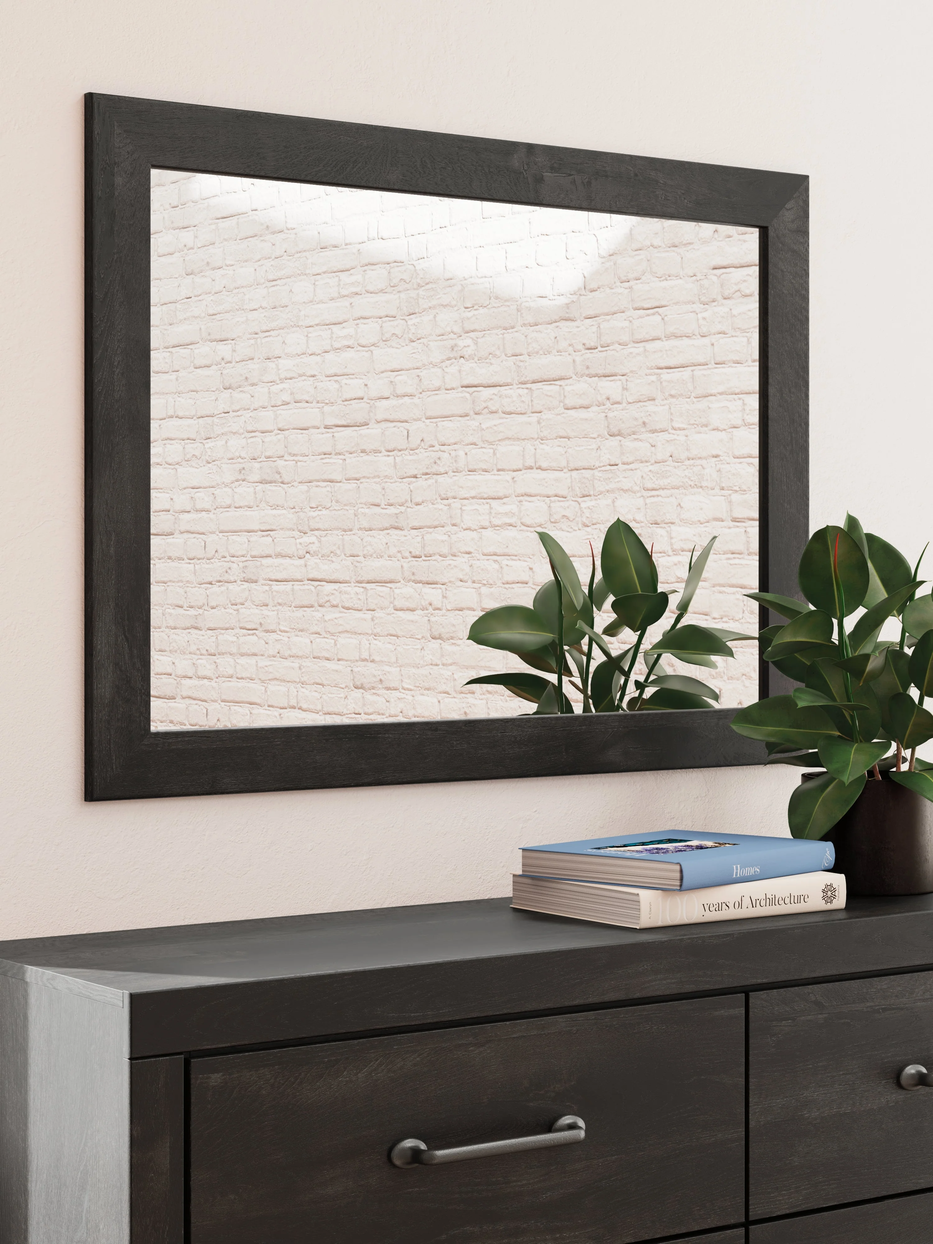 Hollivern Twin Panel Bed with Mirrored Dresser, Chest and Nightstand in Dark Gray - Image 6