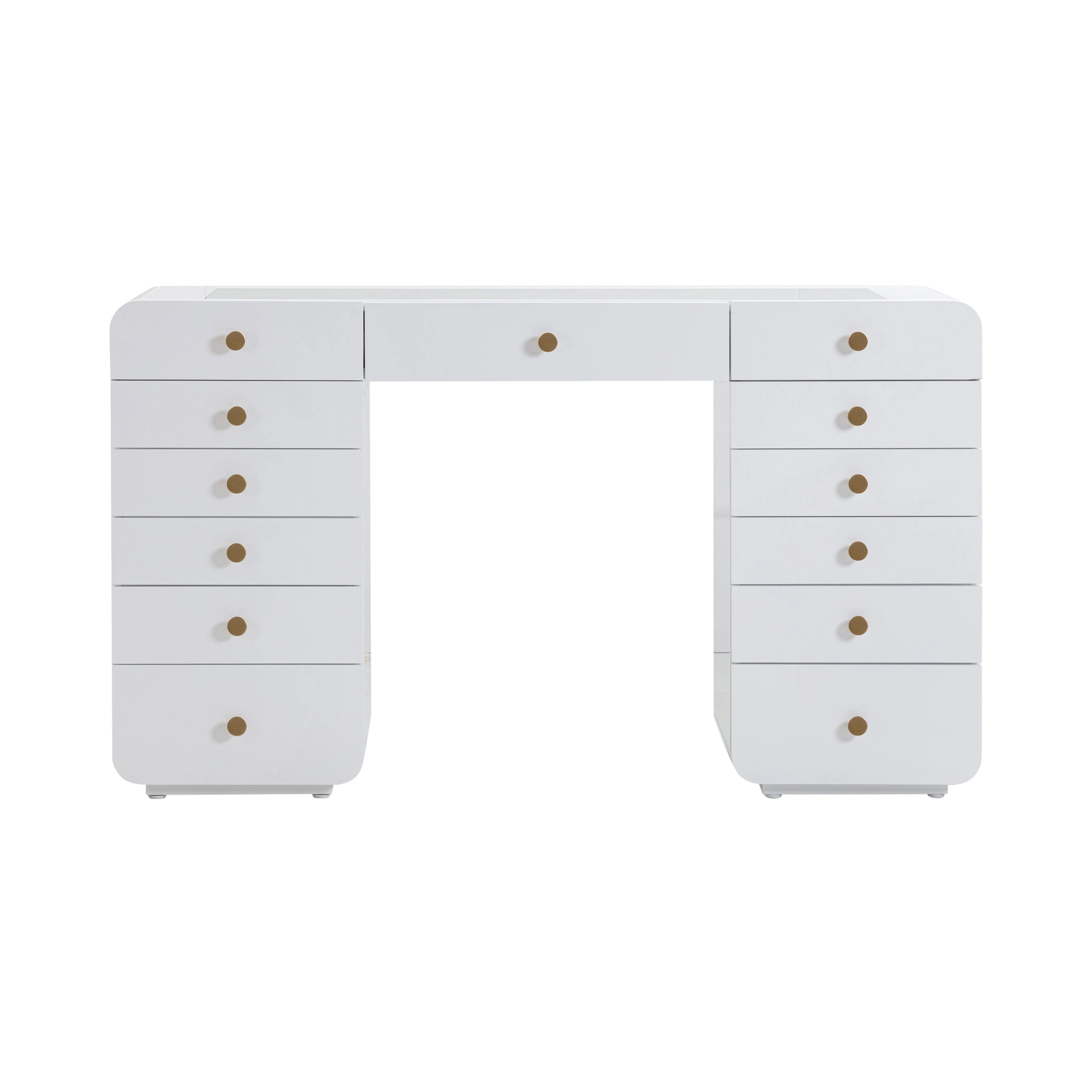 Hollywood 56" White Desk with Vanity Mirror - Image 11