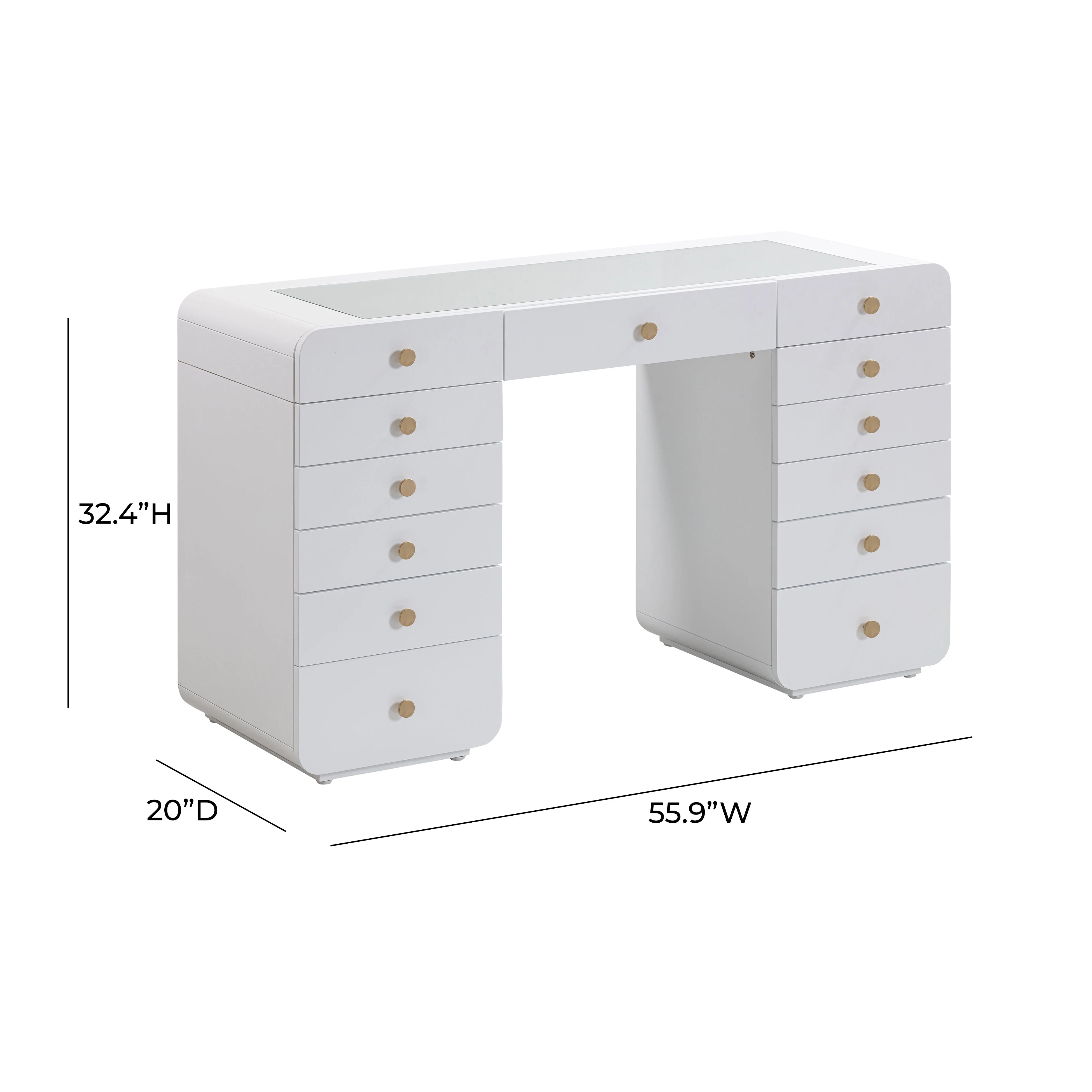 Hollywood 56" White Desk with Vanity Mirror - Image 16