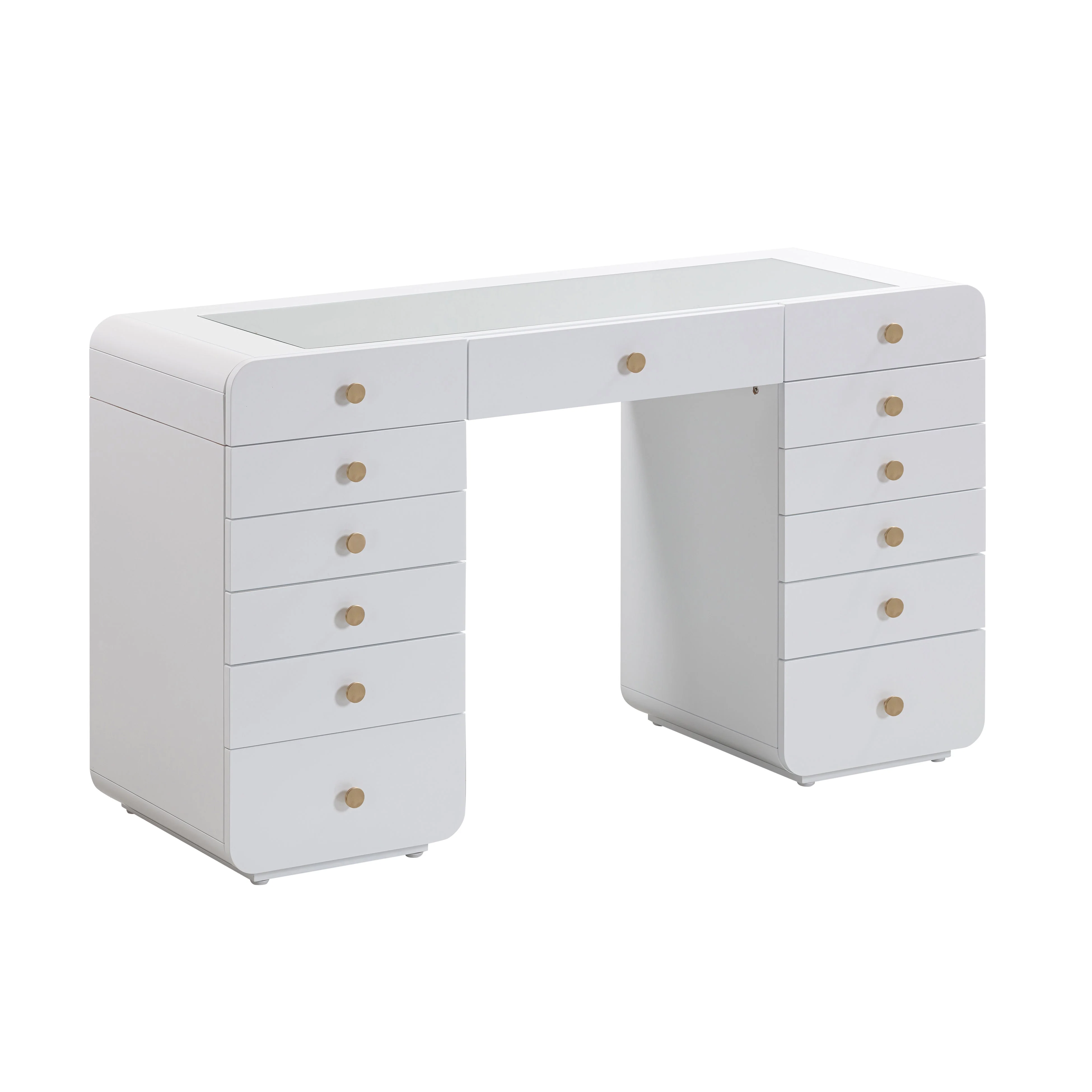 Hollywood 56" White Desk with Vanity Mirror - Image 4
