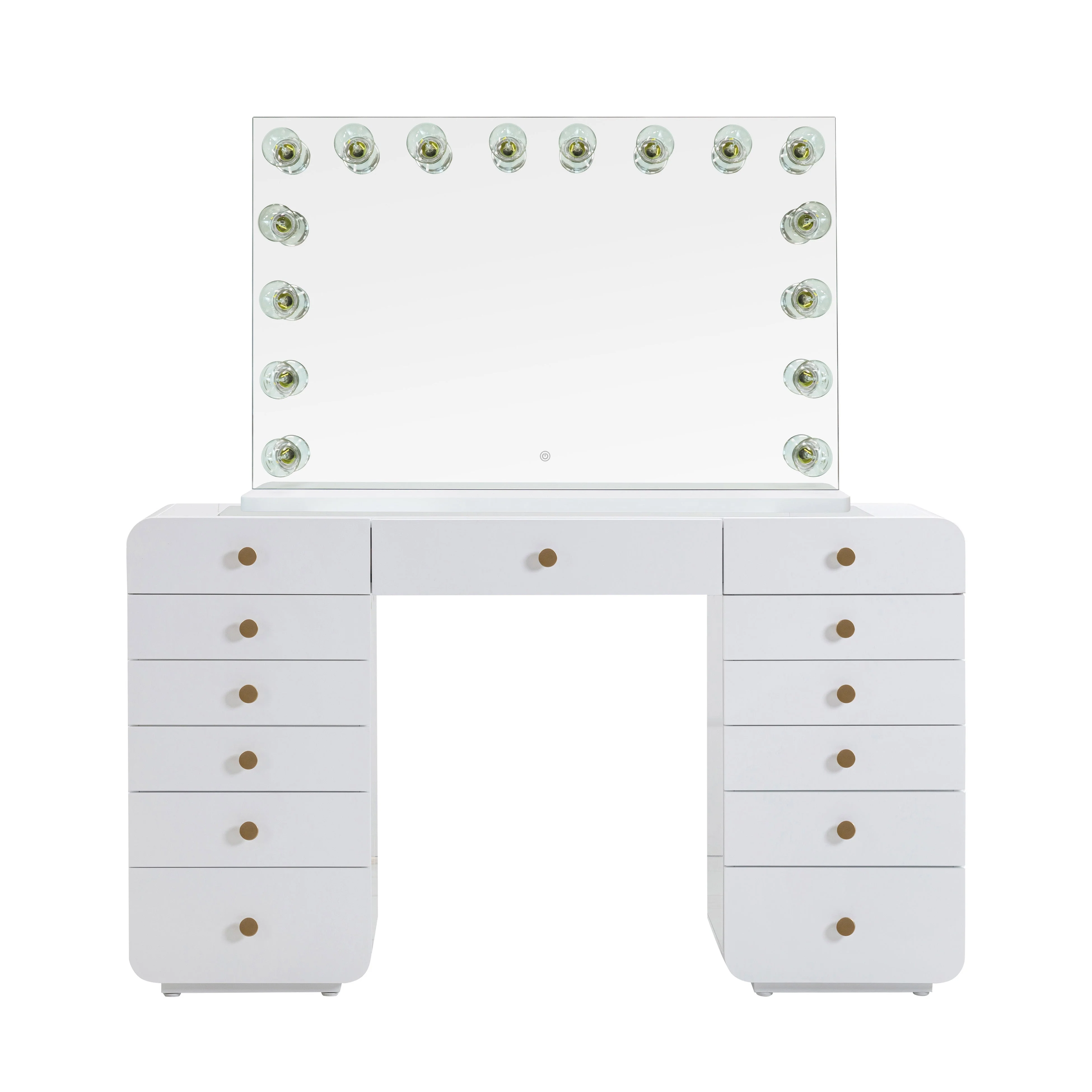 Hollywood 56" White Desk with Vanity Mirror - Image 9