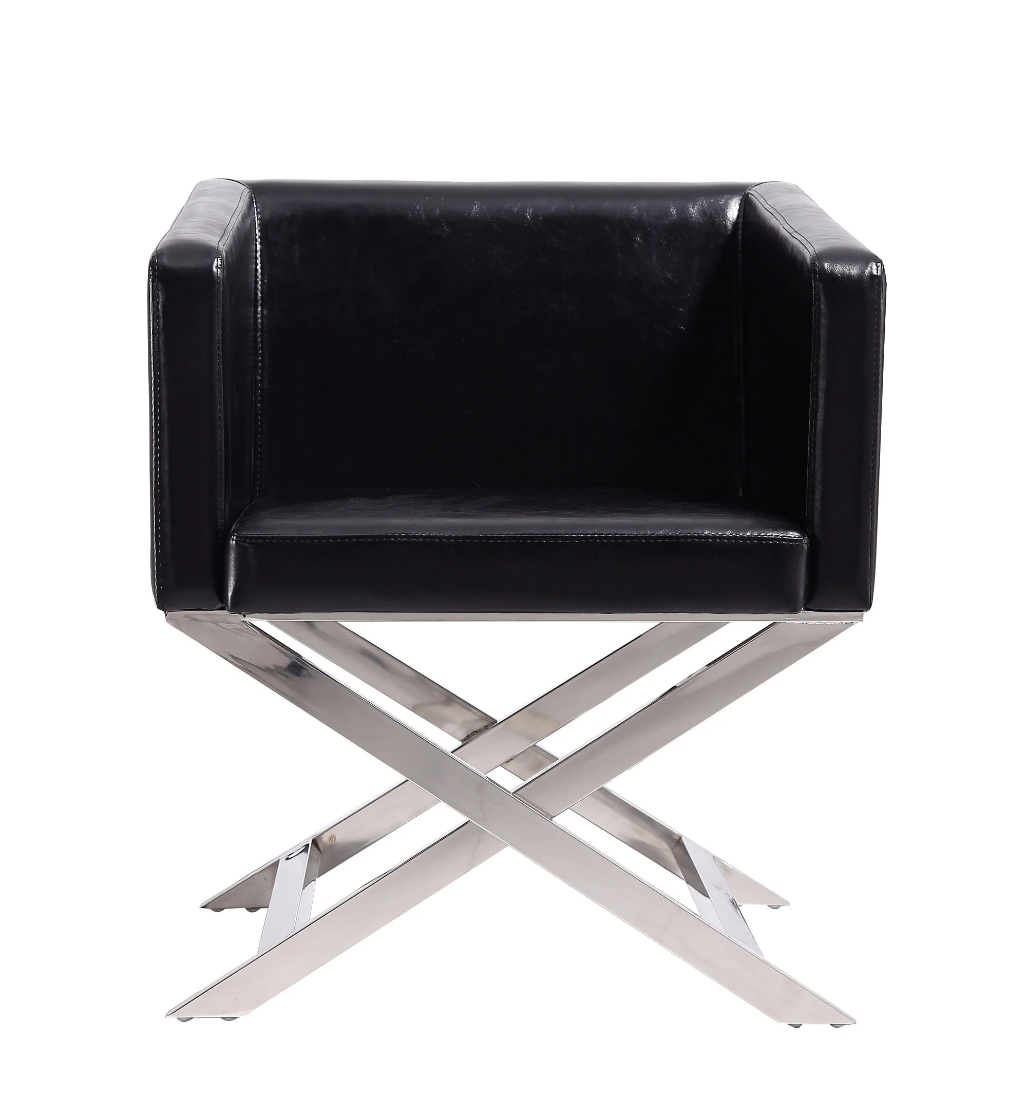 Hollywood Lounge Accent Chair in Black and Polished Chrome (set of 2) - Image 4