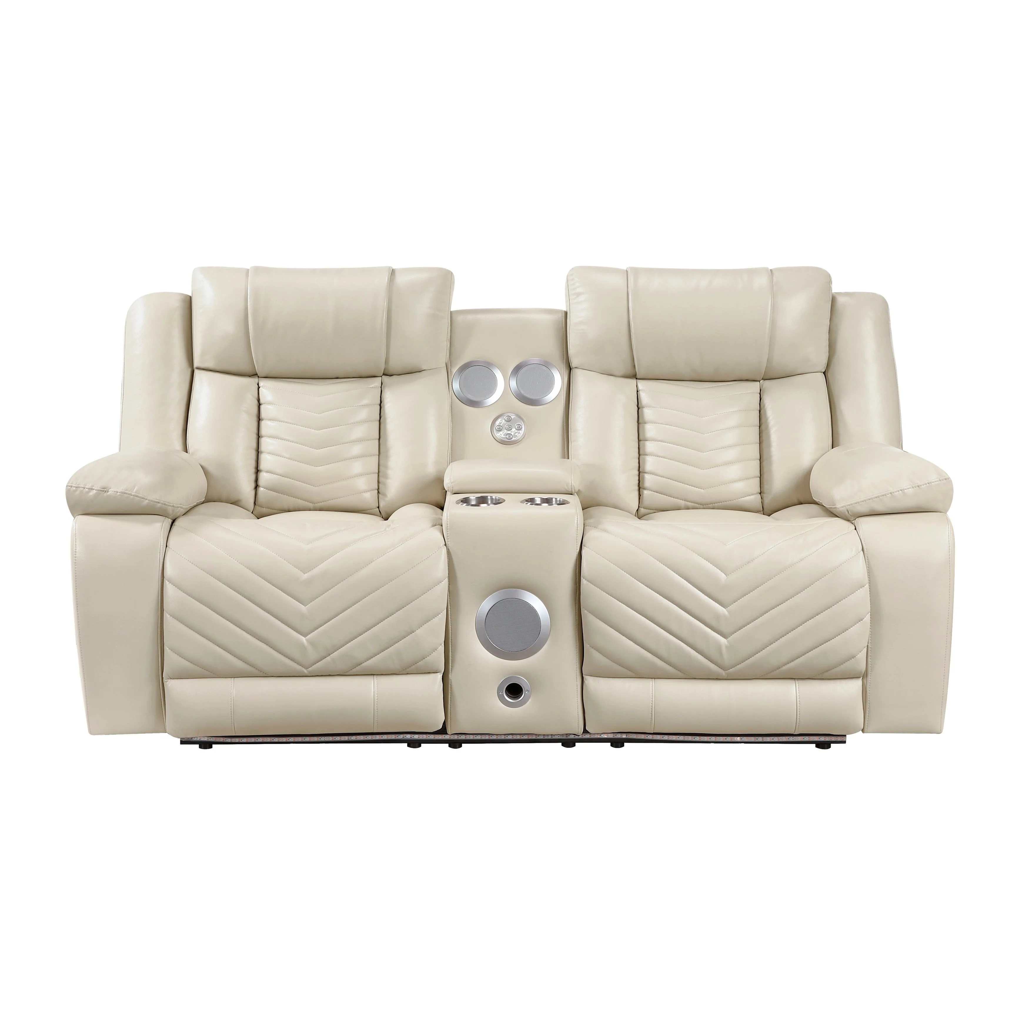Huron Beige Power Double Reclining Loveseat with Center Console - Image 15