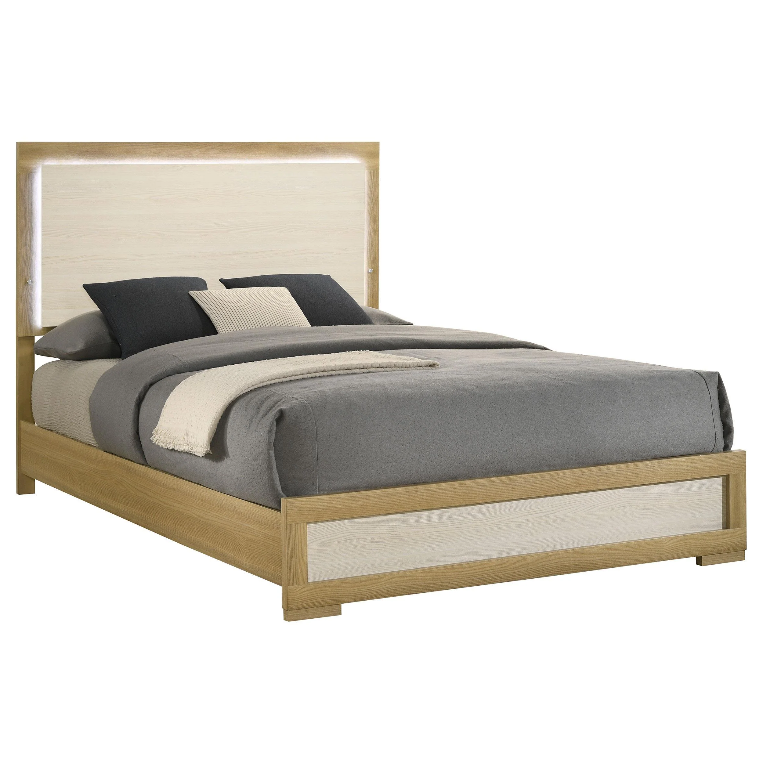 Hyland Natural Eastern King Panel Bed LED Headboard - Image 2