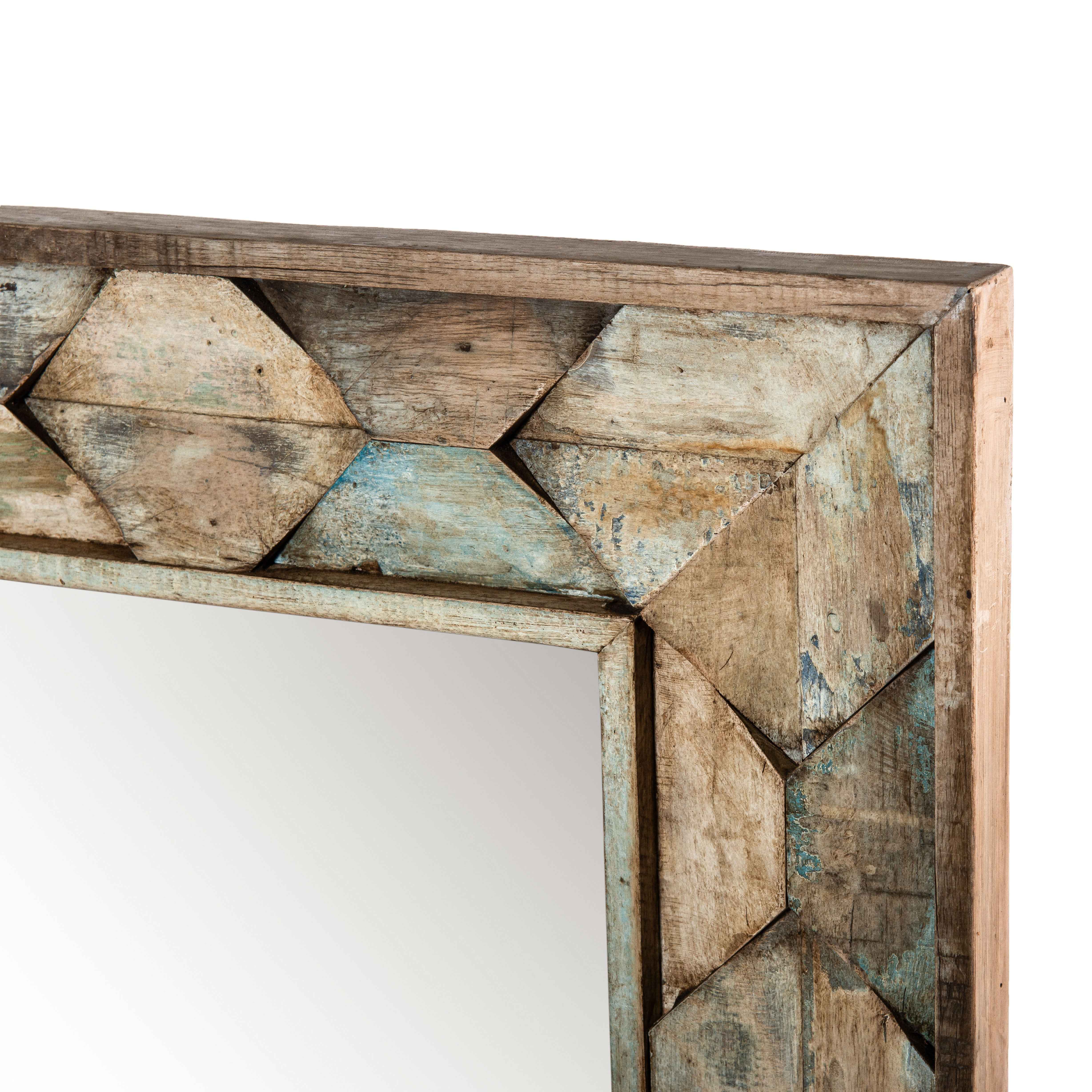 Ibiza 37" Mirror in Vintage Teal Reclaimed Wood - Image 2
