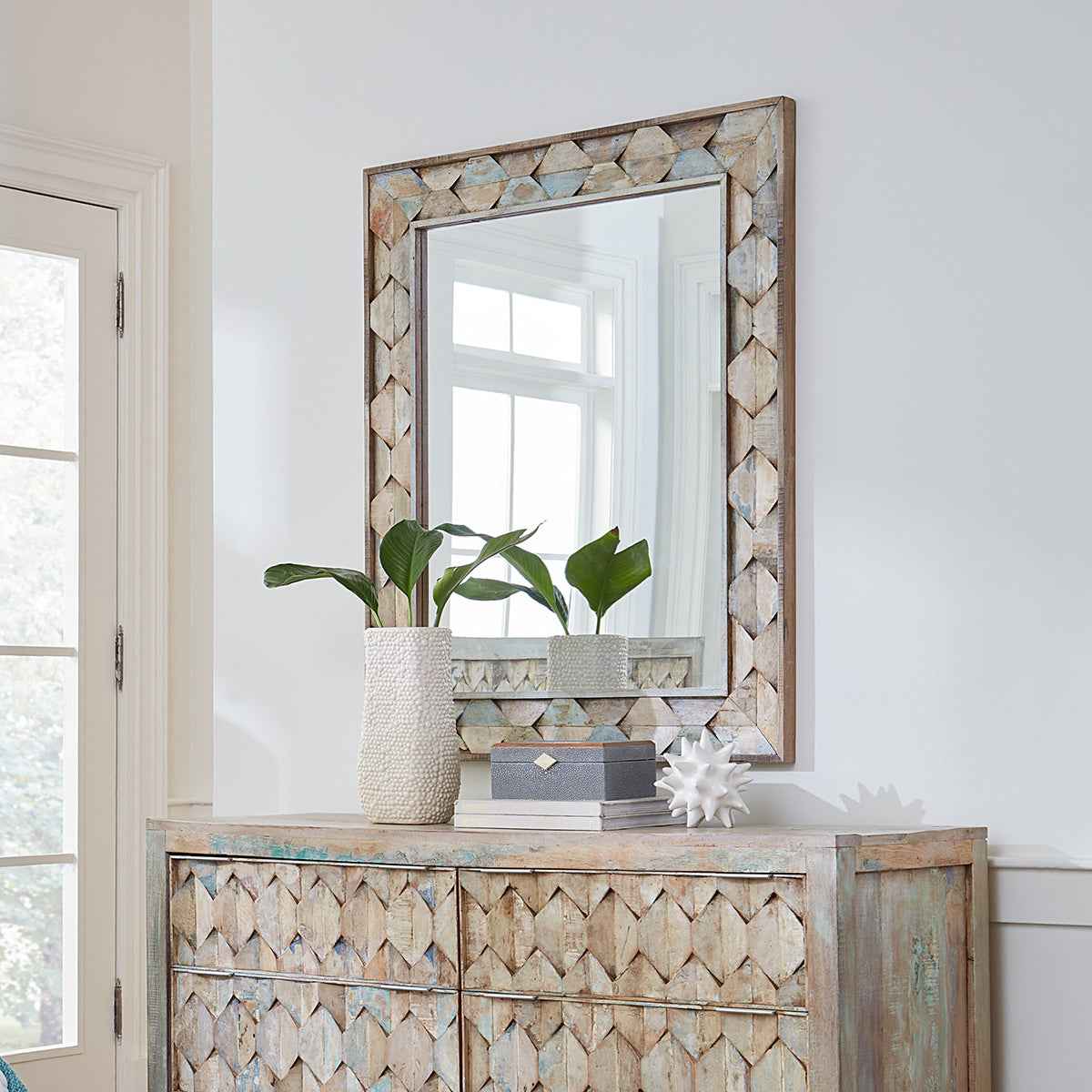Ibiza 37" Mirror in Vintage Teal Reclaimed Wood - Image 3