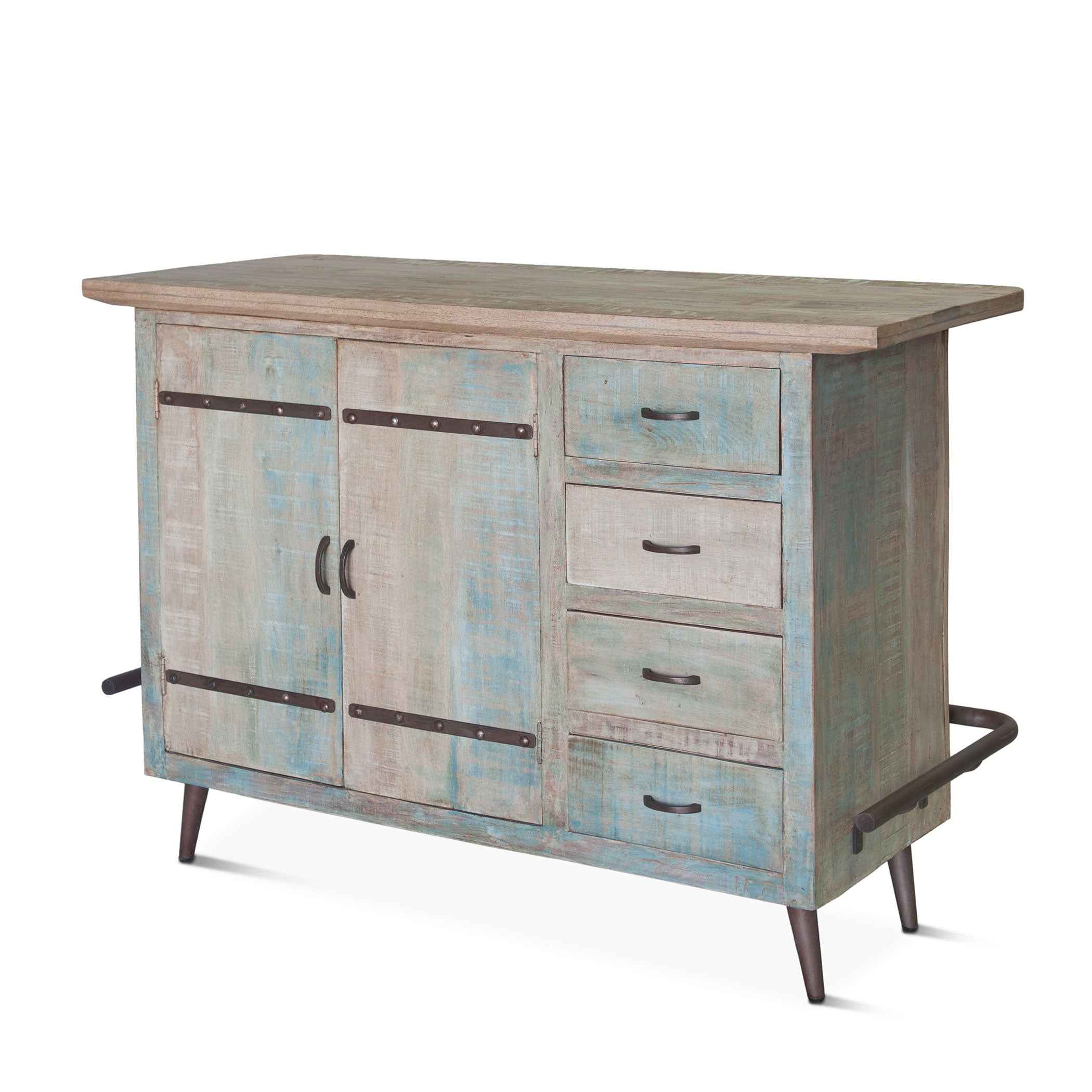 Ibiza 62" Bar in Vintage Teal Reclaimed Wood - Image 11