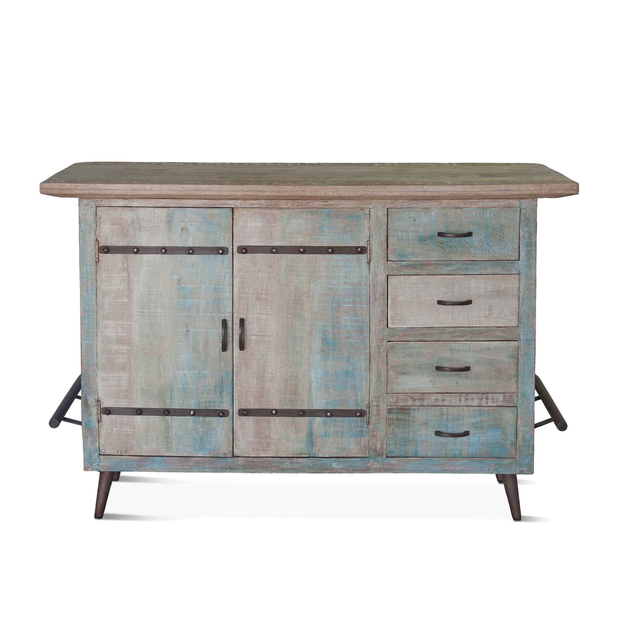 Ibiza 62" Bar in Vintage Teal Reclaimed Wood - Image 13