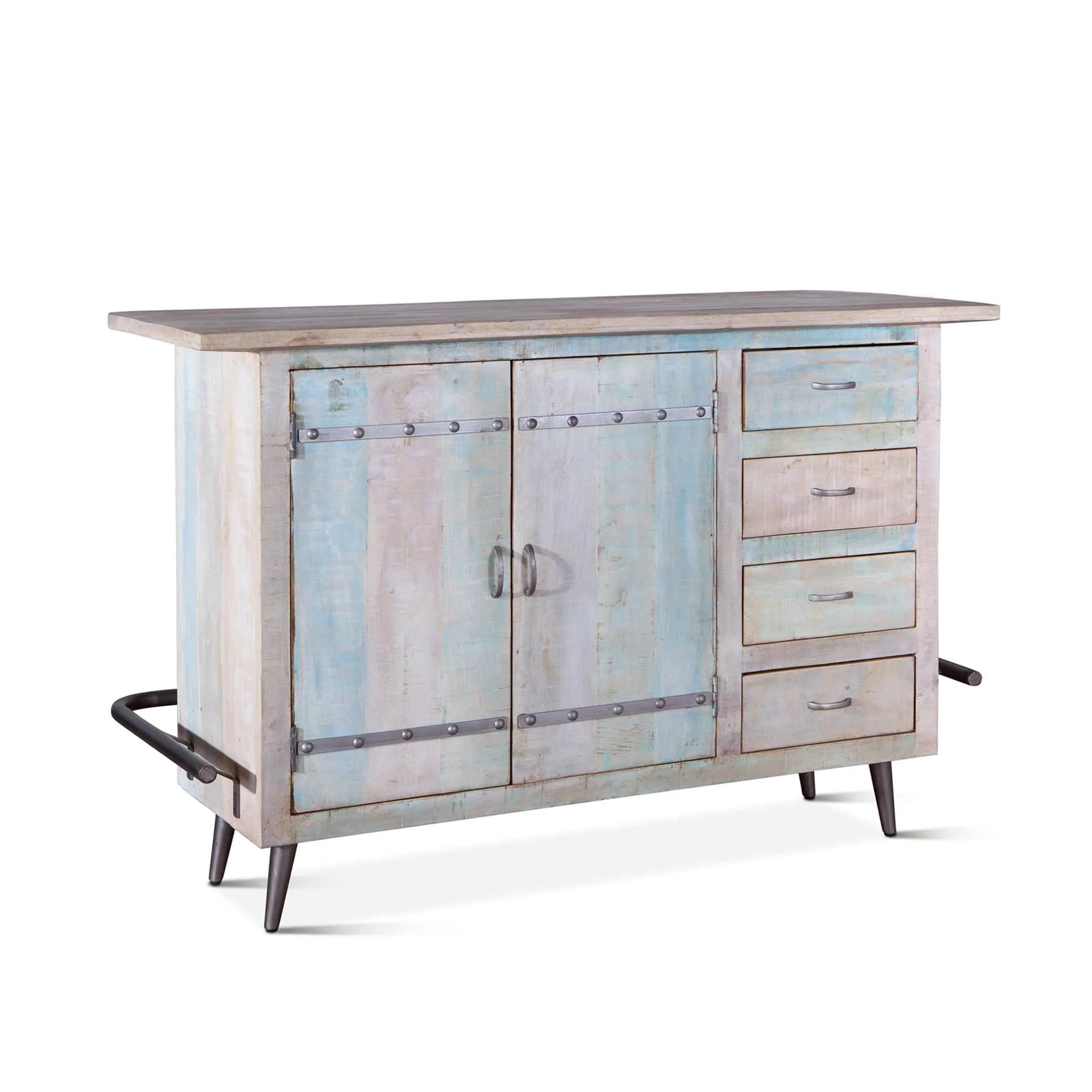 Ibiza 62" Bar in Vintage Teal Reclaimed Wood - Image 2