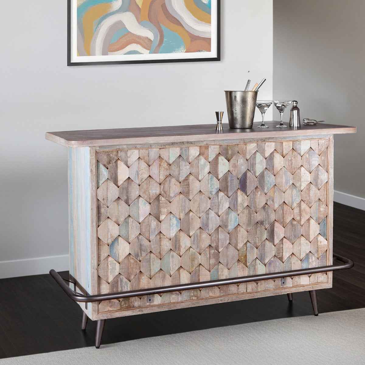 Ibiza 62" Bar in Vintage Teal Reclaimed Wood - Image 8