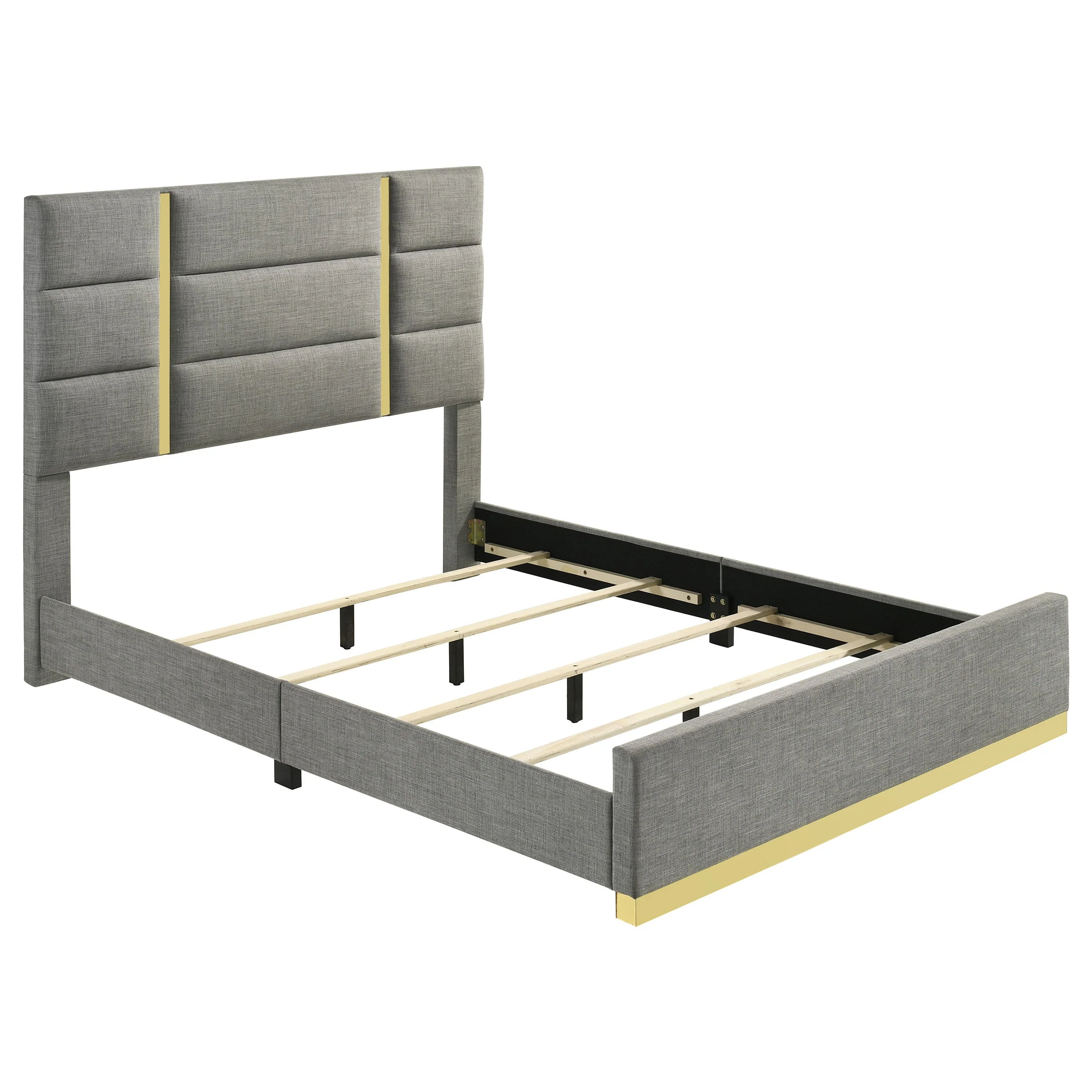 Ines Grey 52-inch Fabric Upholstered Eastern King Panel Bed - Image 3