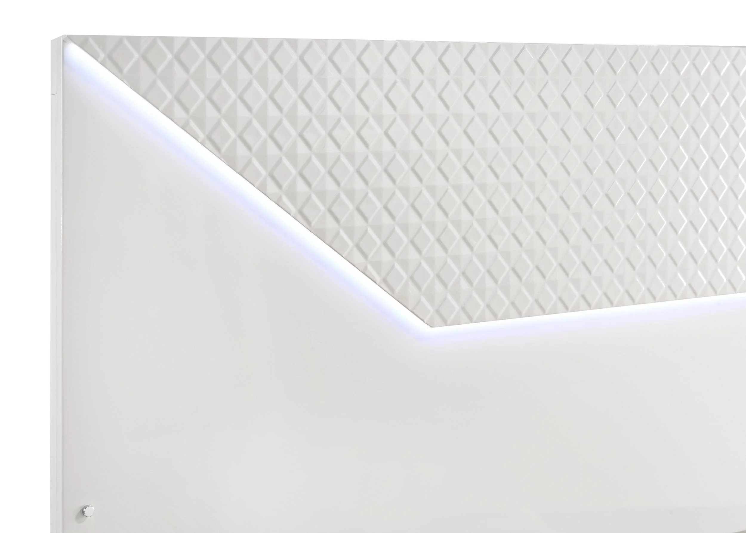 Ives White High Gloss Queen Panel Bed LED Headboard - Image 5