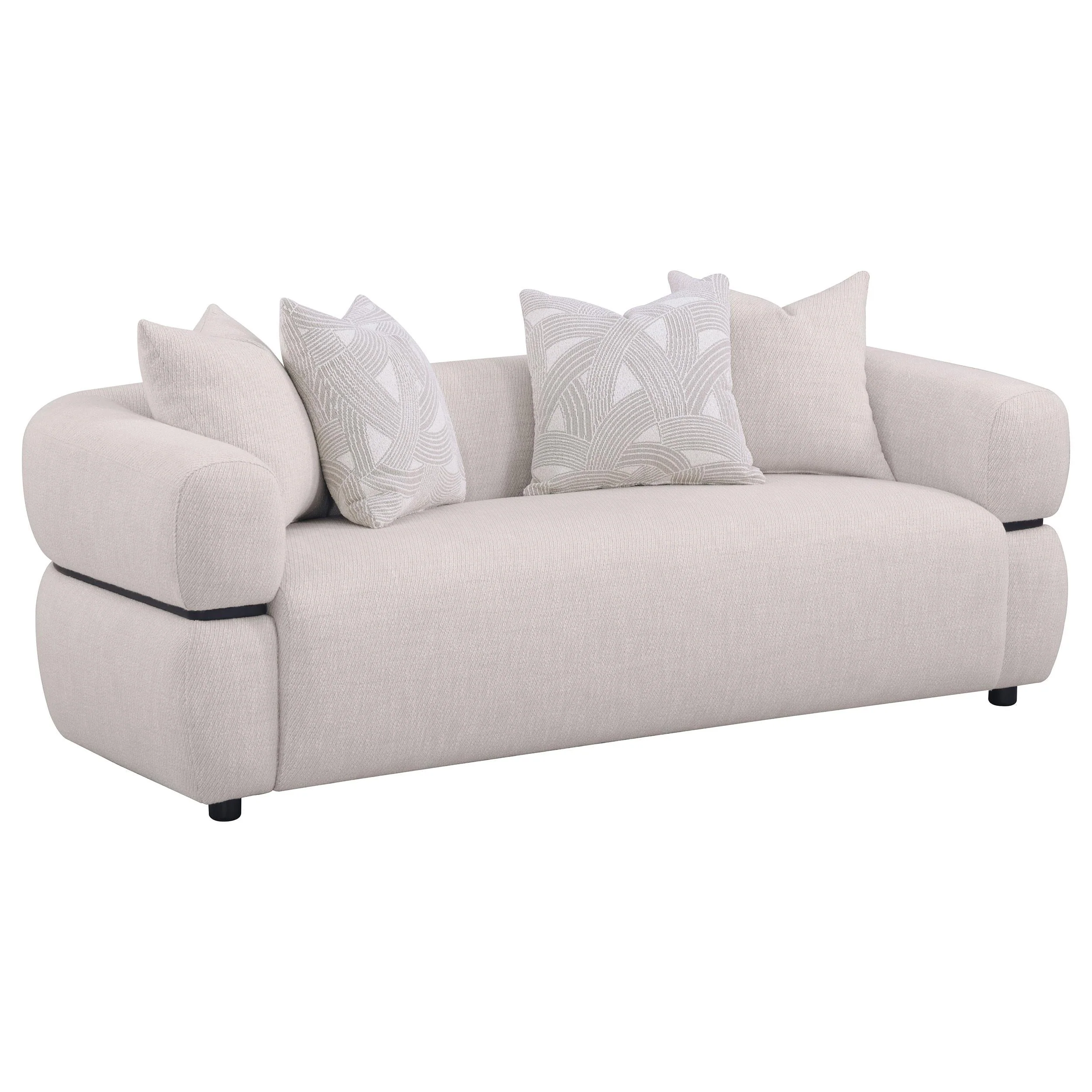 Jeanette Beige 3-Piece Fabric Upholstered Round Arm Living Room Set - Image 2