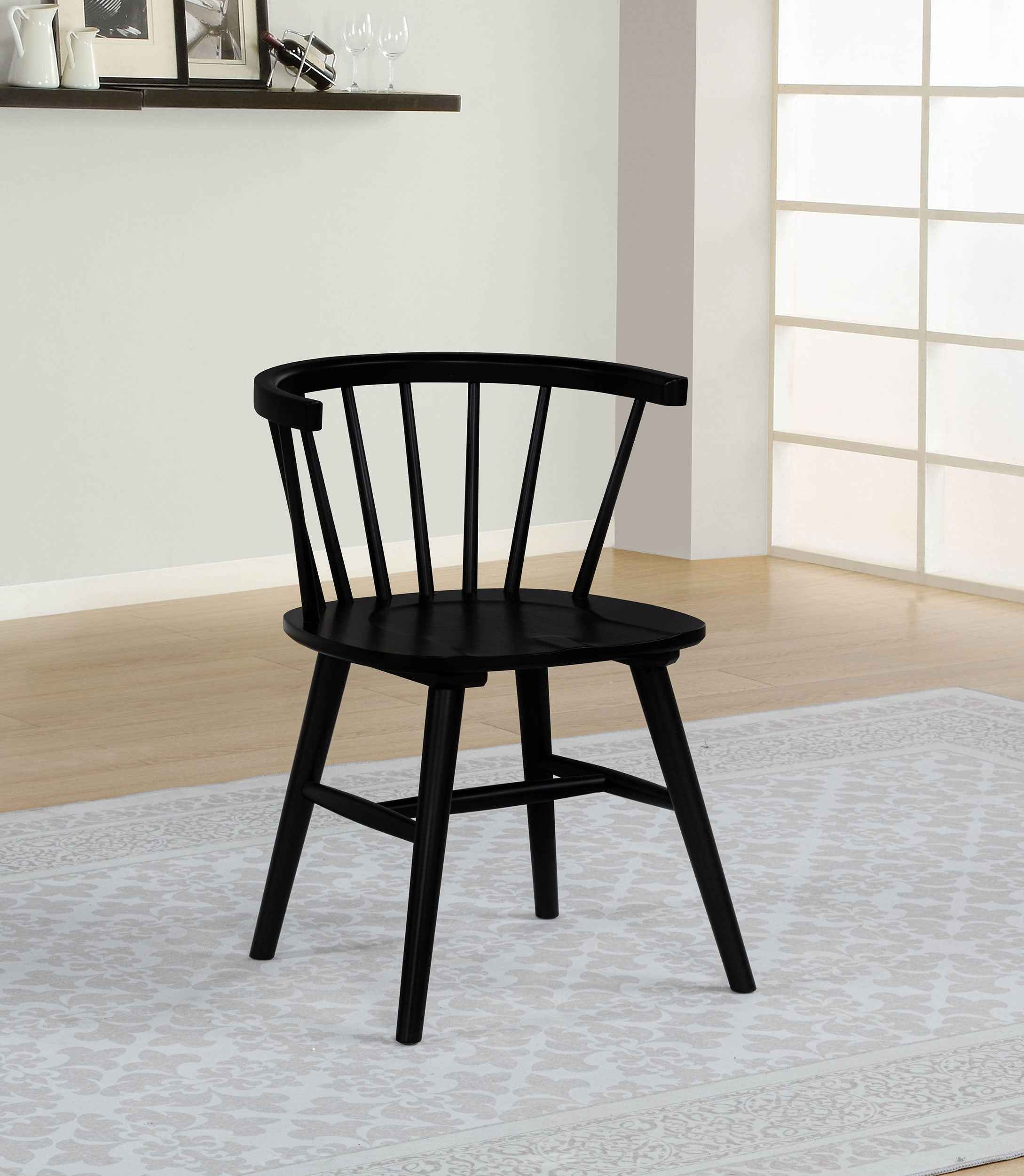 Jeffries Black Windsor Wood Dining Side Chair (Set of 2) - Image 2