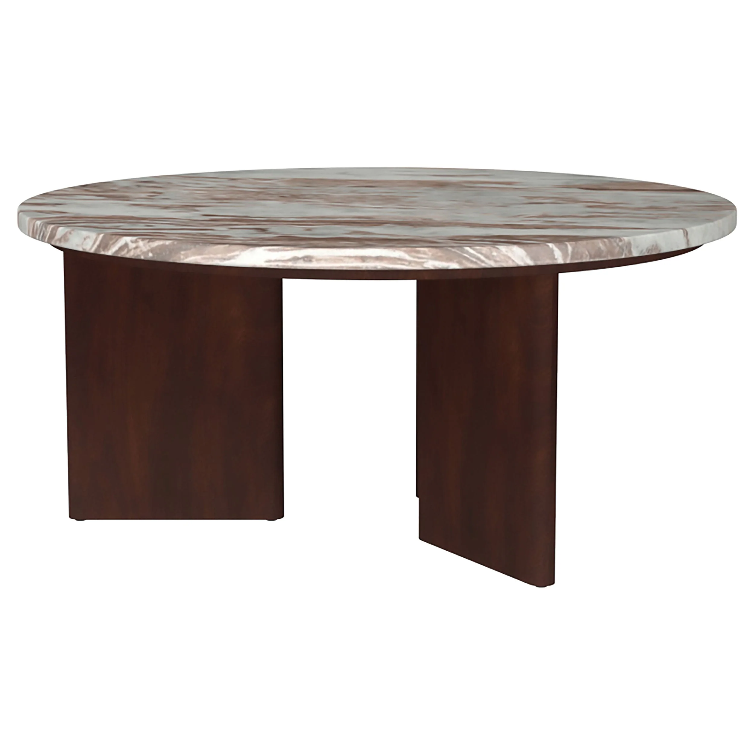 Jenna Brown 35-inch Round Marble Top Cocktail Coffee Table - Image 3