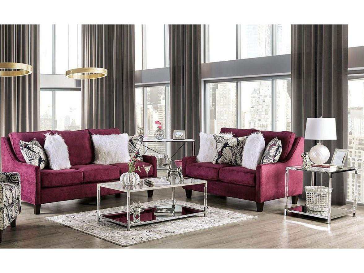 Jillian Plum Stationary Sofa & Loveseat
