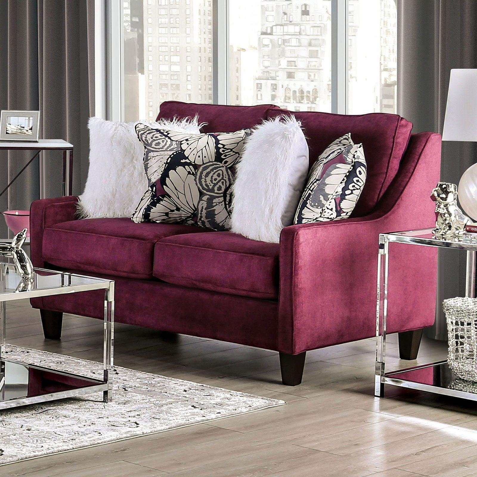 Jillian Plum Stationary Sofa & Loveseat - Image 3
