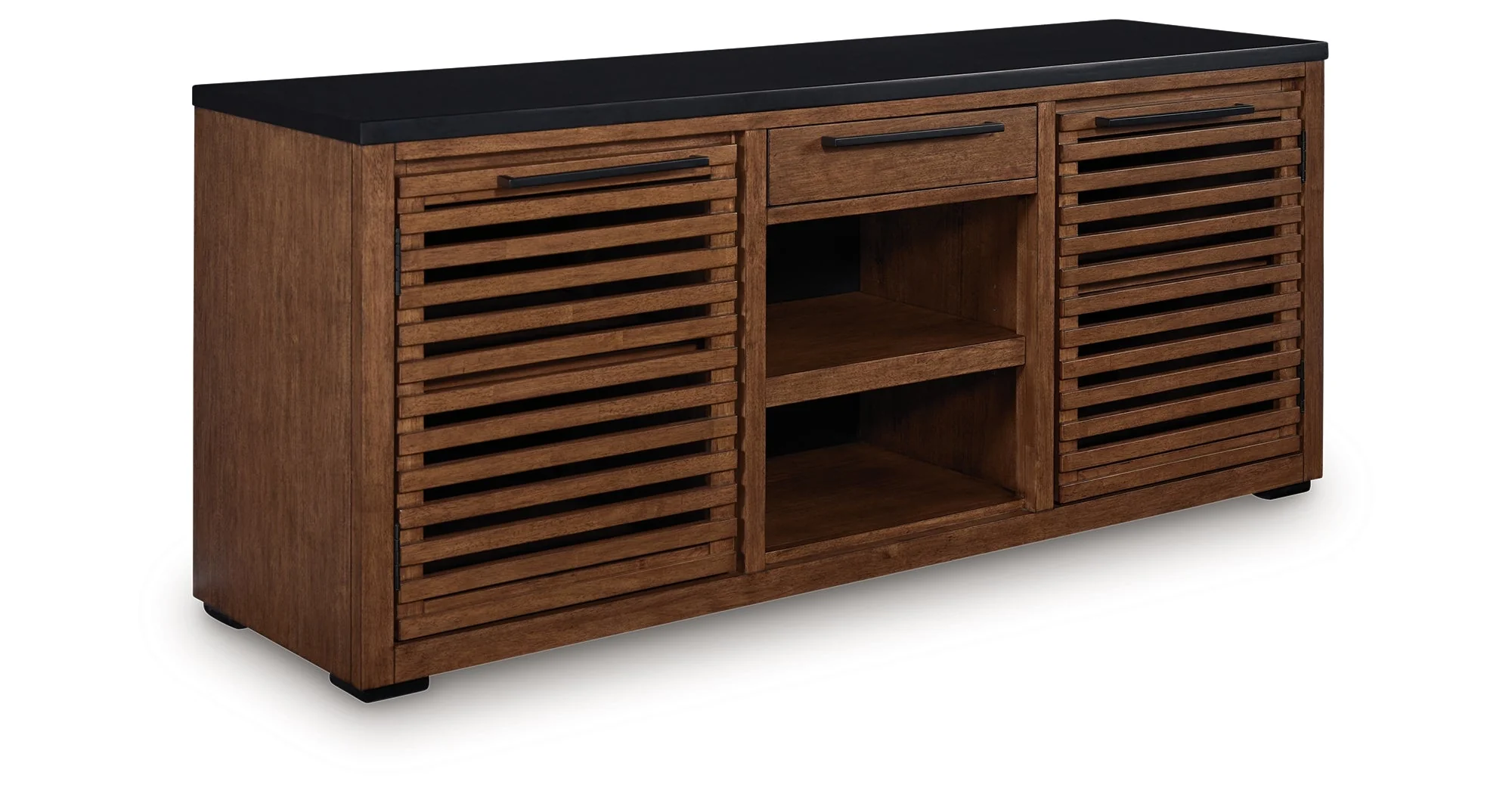 Kallari Warm Brown and Matte Black 2 Door Credenza - Image 8