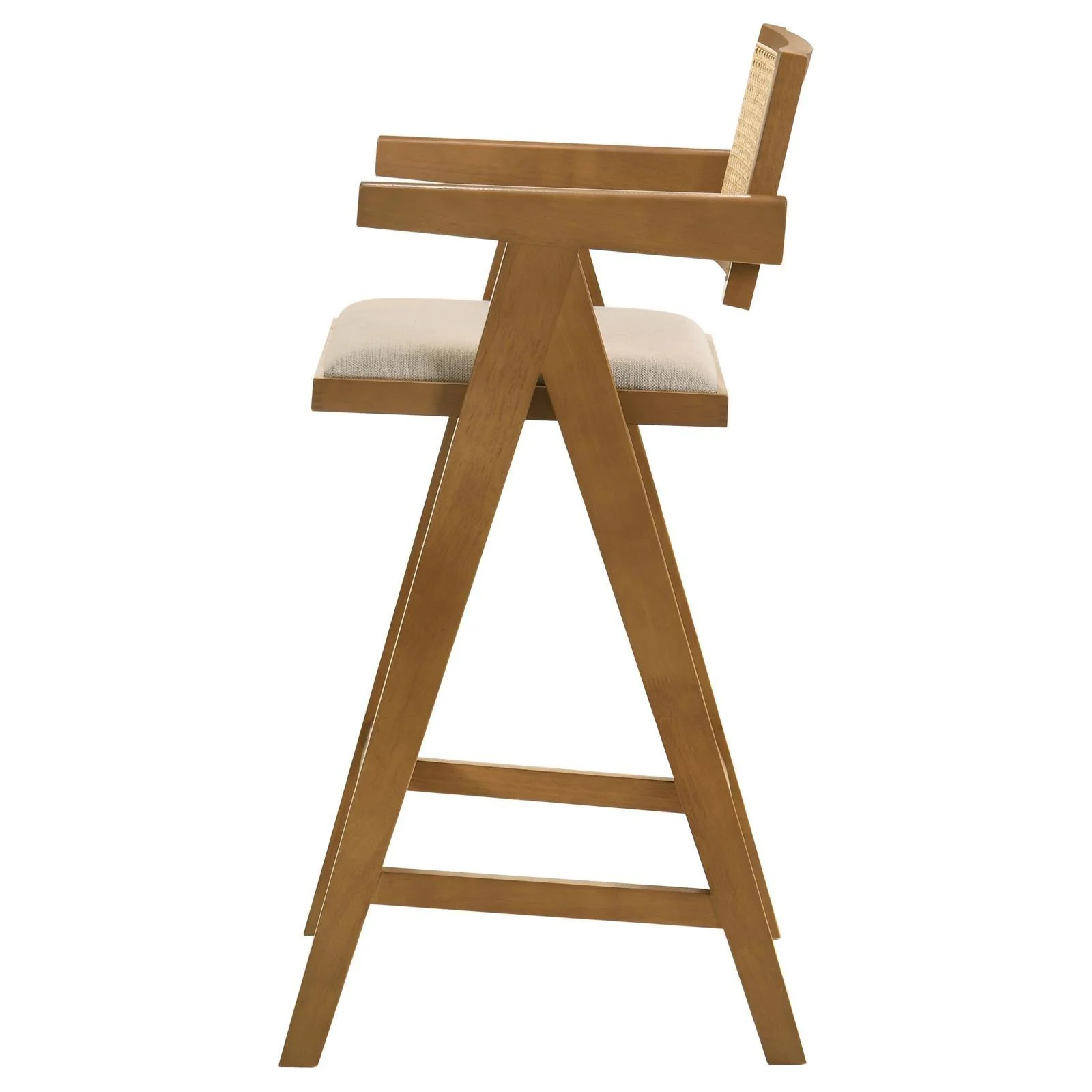 Kane Back and Light Walnut Solid Wood Bar Stool with Woven Rattan Upholstered Seat (Set of 2) - Image 6