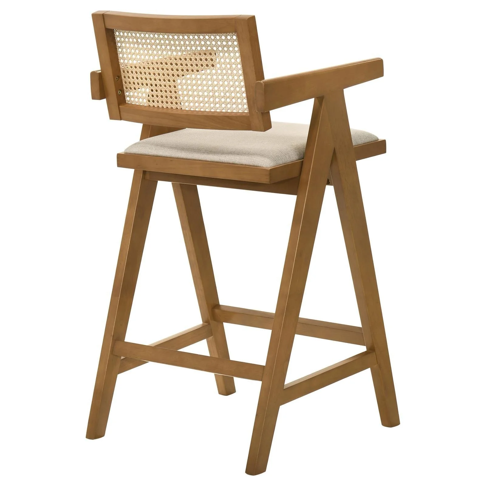 Kane Back and Light Walnut Solid Wood Bar Stool with Woven Rattan Upholstered Seat (Set of 2) - Image 8