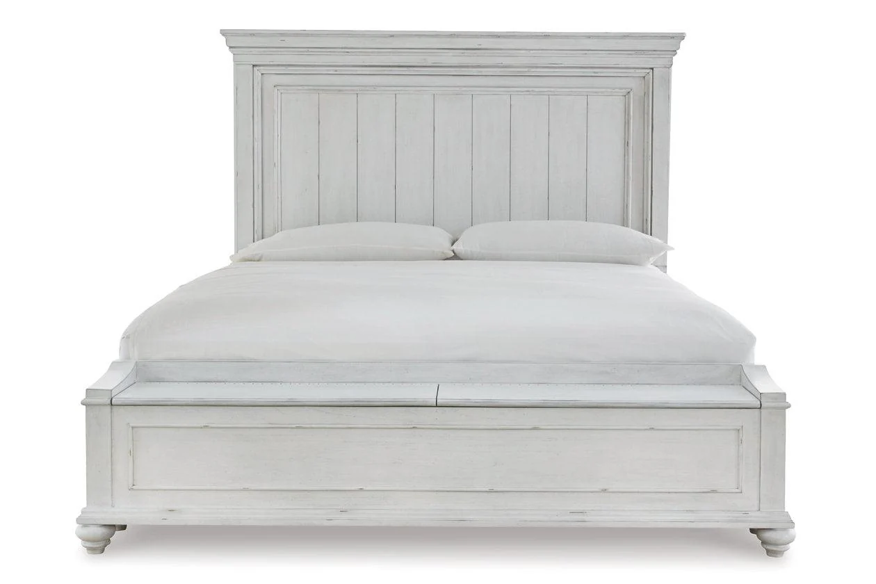 Kanwyn Whitewash Queen Panel Bed with Storage Bench - Image 6