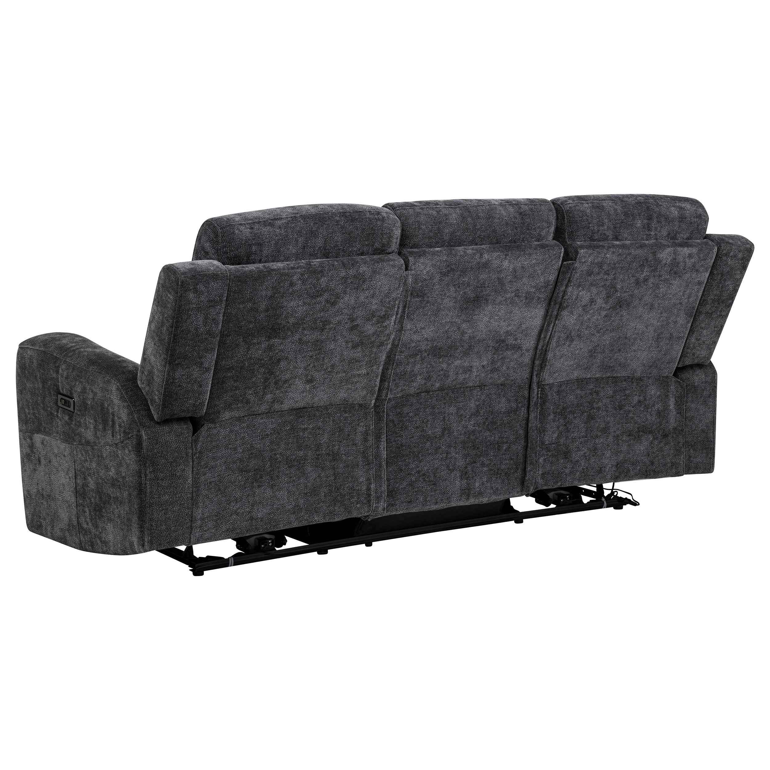 Kennett Dark Grey Chenille Upholstered Power Reclining Sofa - Image 6