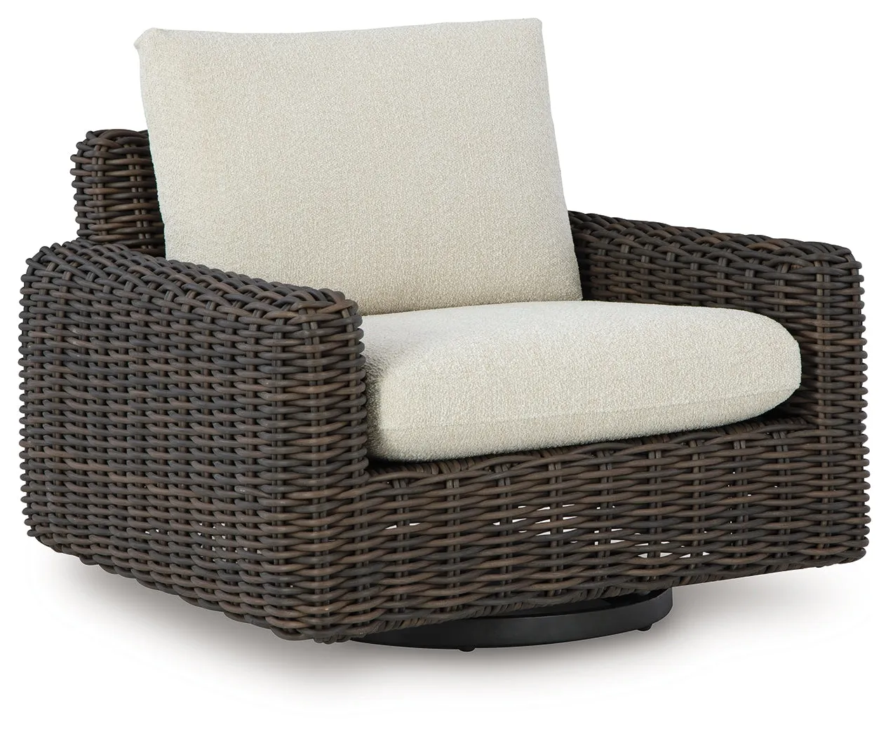 Kimora Beige/Dark Brown Outdoor Swivel Lounge Chair - Image 2