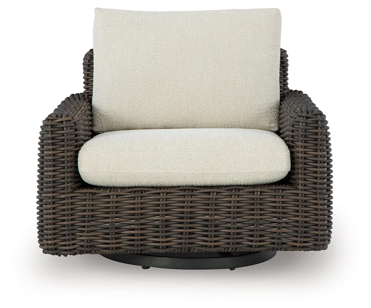 Kimora Beige/Dark Brown Outdoor Swivel Lounge Chair - Image 3