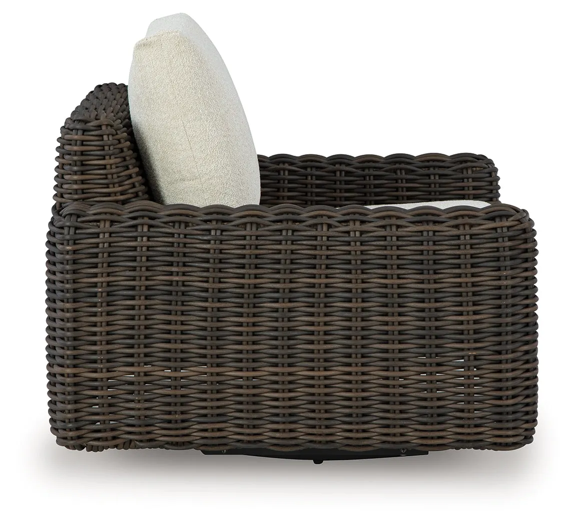 Kimora Beige/Dark Brown Outdoor Swivel Lounge Chair - Image 4