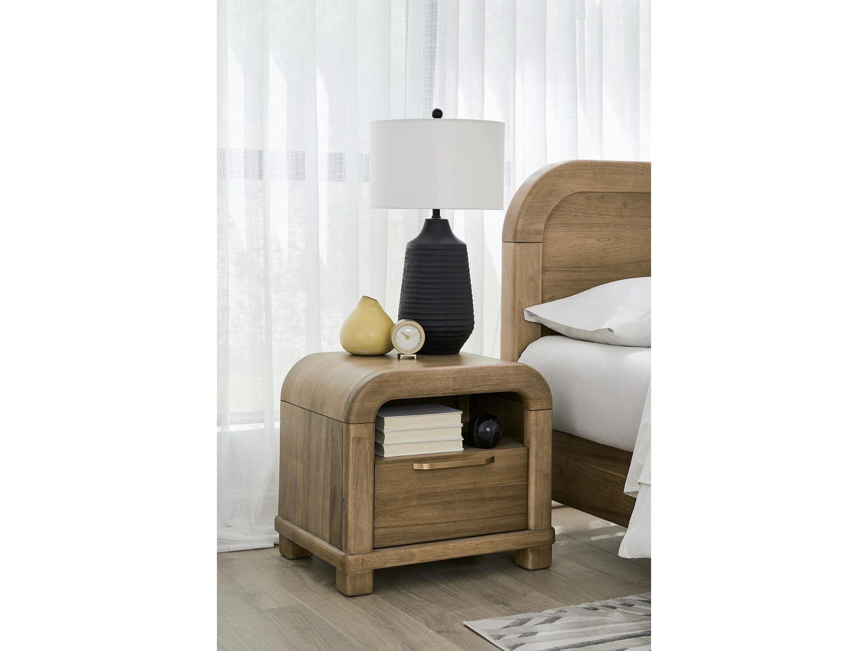 Kione Lioness One Drawer Acacia Wood Nightstand