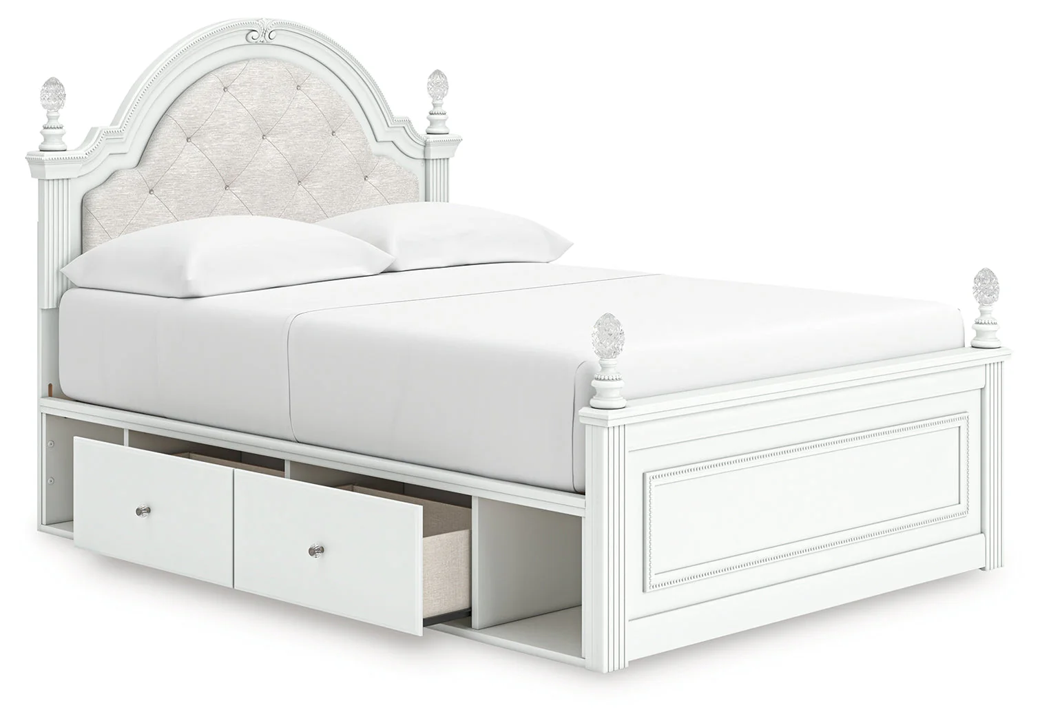 Kozlani White Full Upholstered Panel Storage Bed - Image 3
