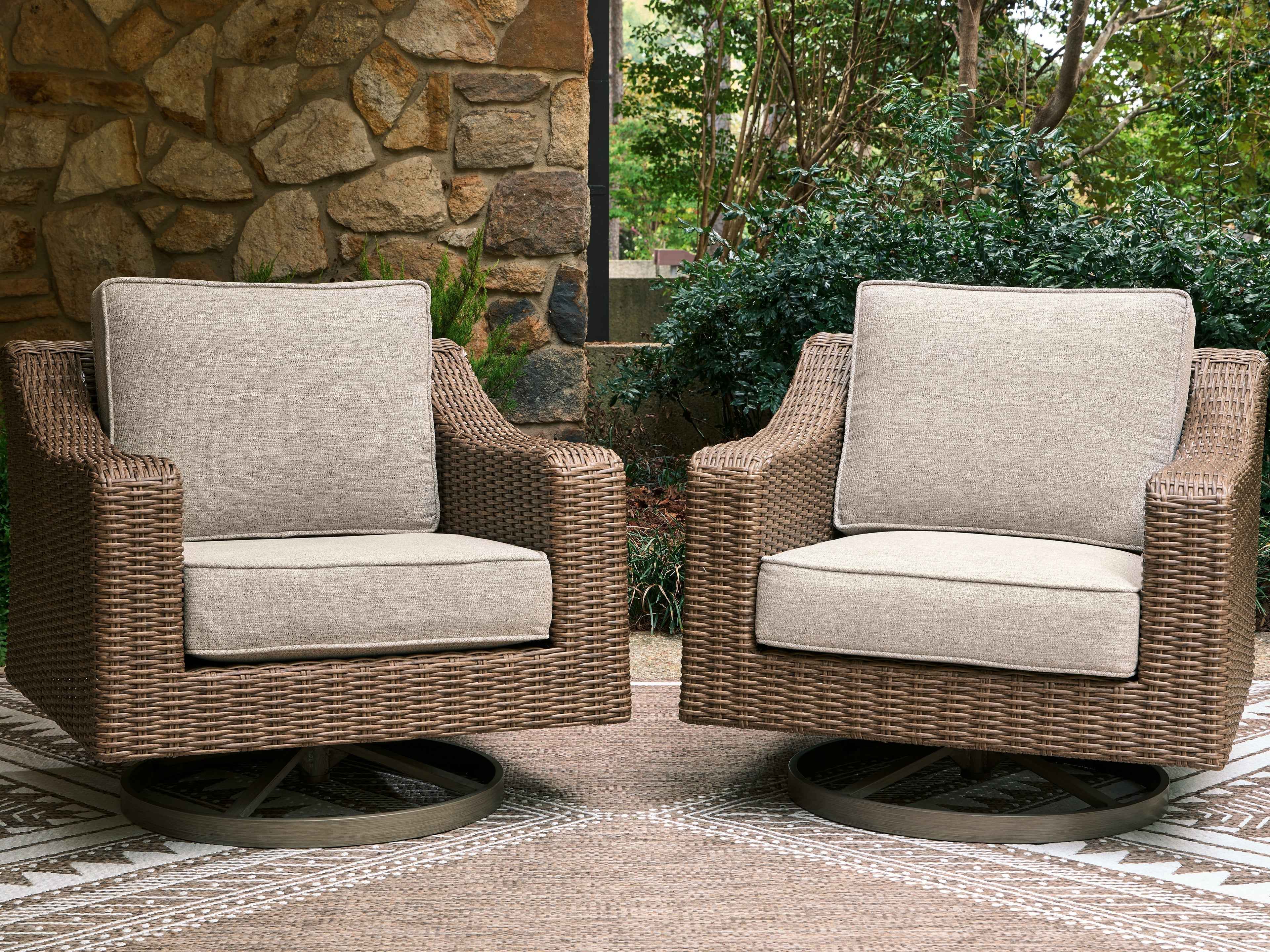 Laguna Heights Beige Swivel Lounge with Cushion - Image 5