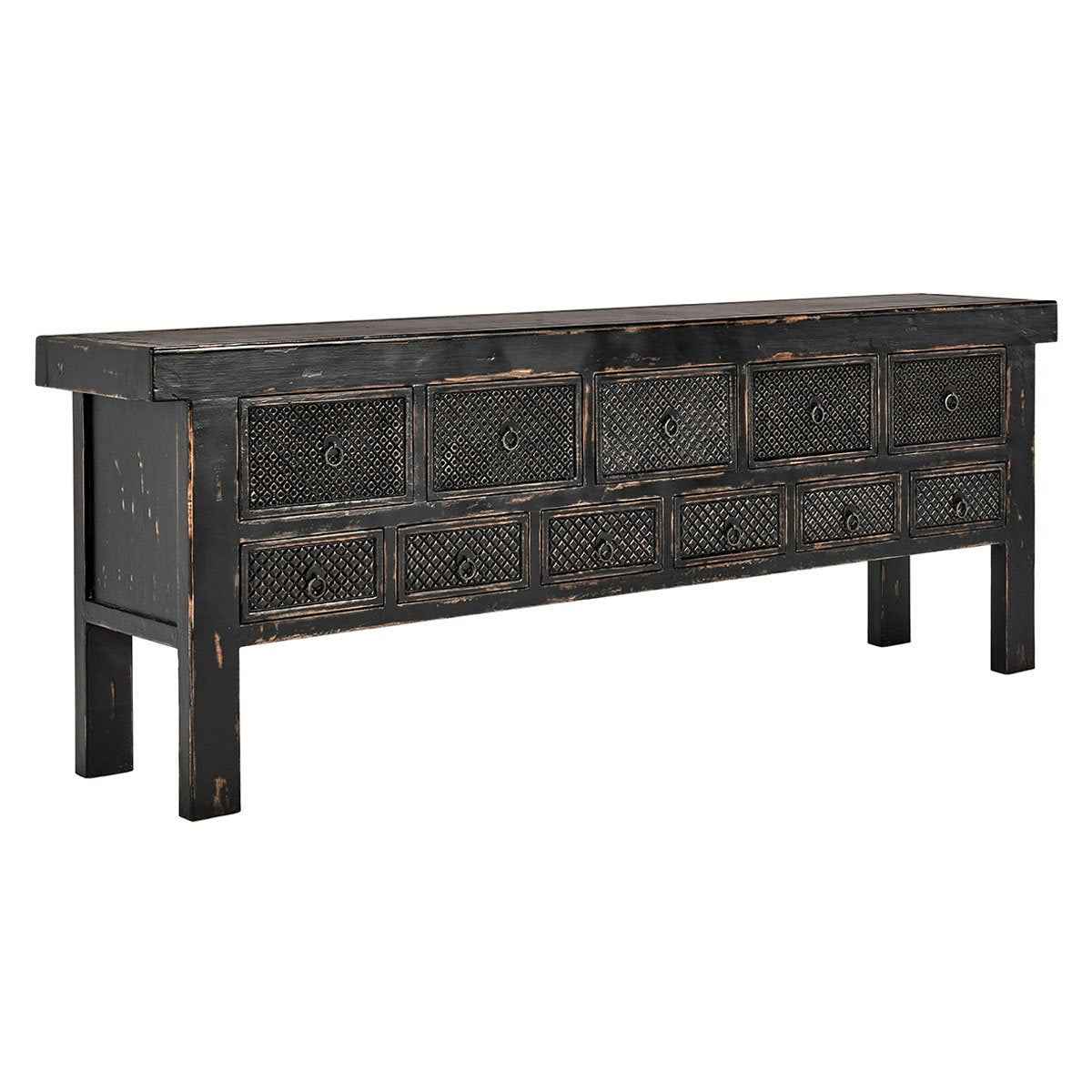 Lahey 11 Drawer Console Table - Antique Black