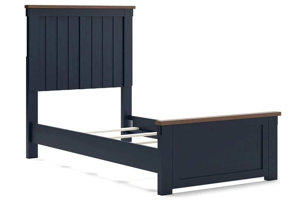 Landocken Brown/Blue Twin Panel Bed - Image 3