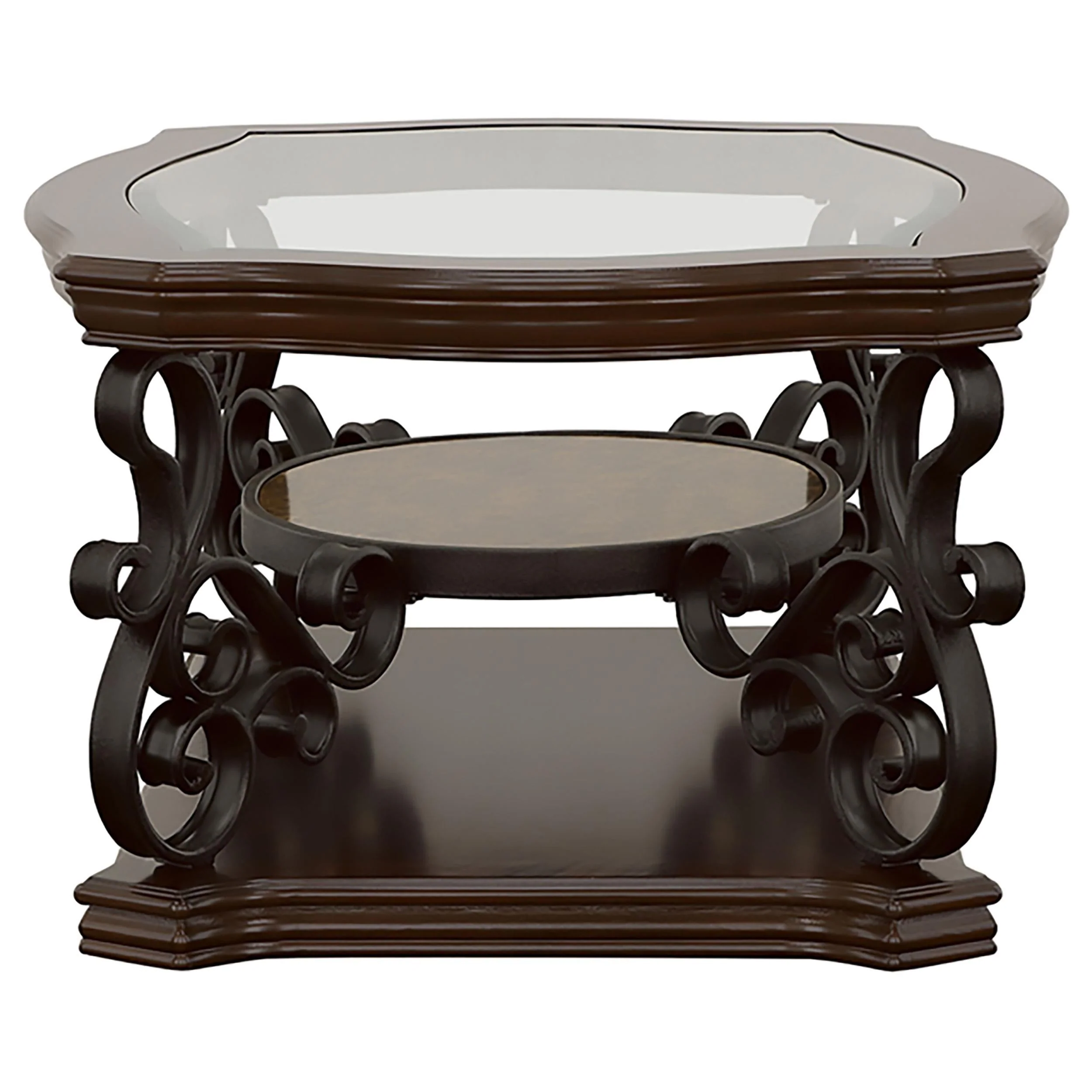 Laney Dark Merlot 2-Piece Glass Top Coffee and End Table Set - Image 7